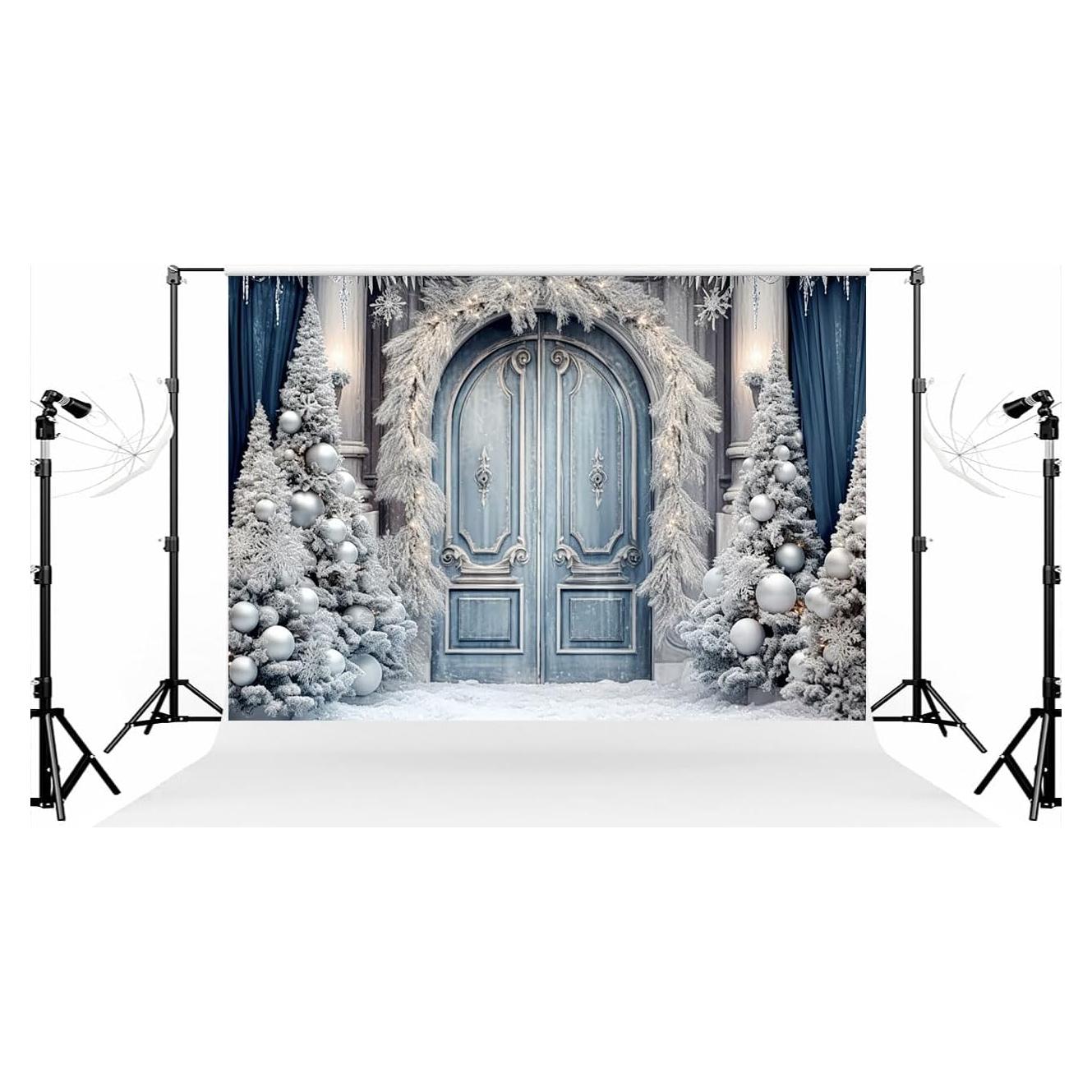 Fondo de Fotografía Navidad Kate 3x2m Azul Plateado