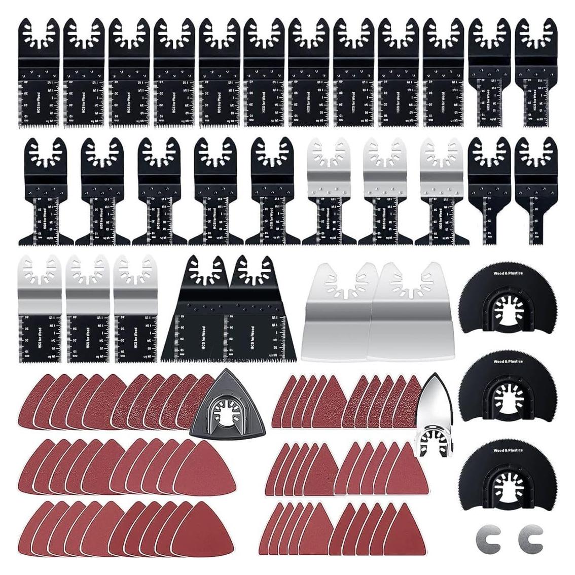 CONNOO 96 Piezas Cuchillas Oscilantes y Lijas Multiuso