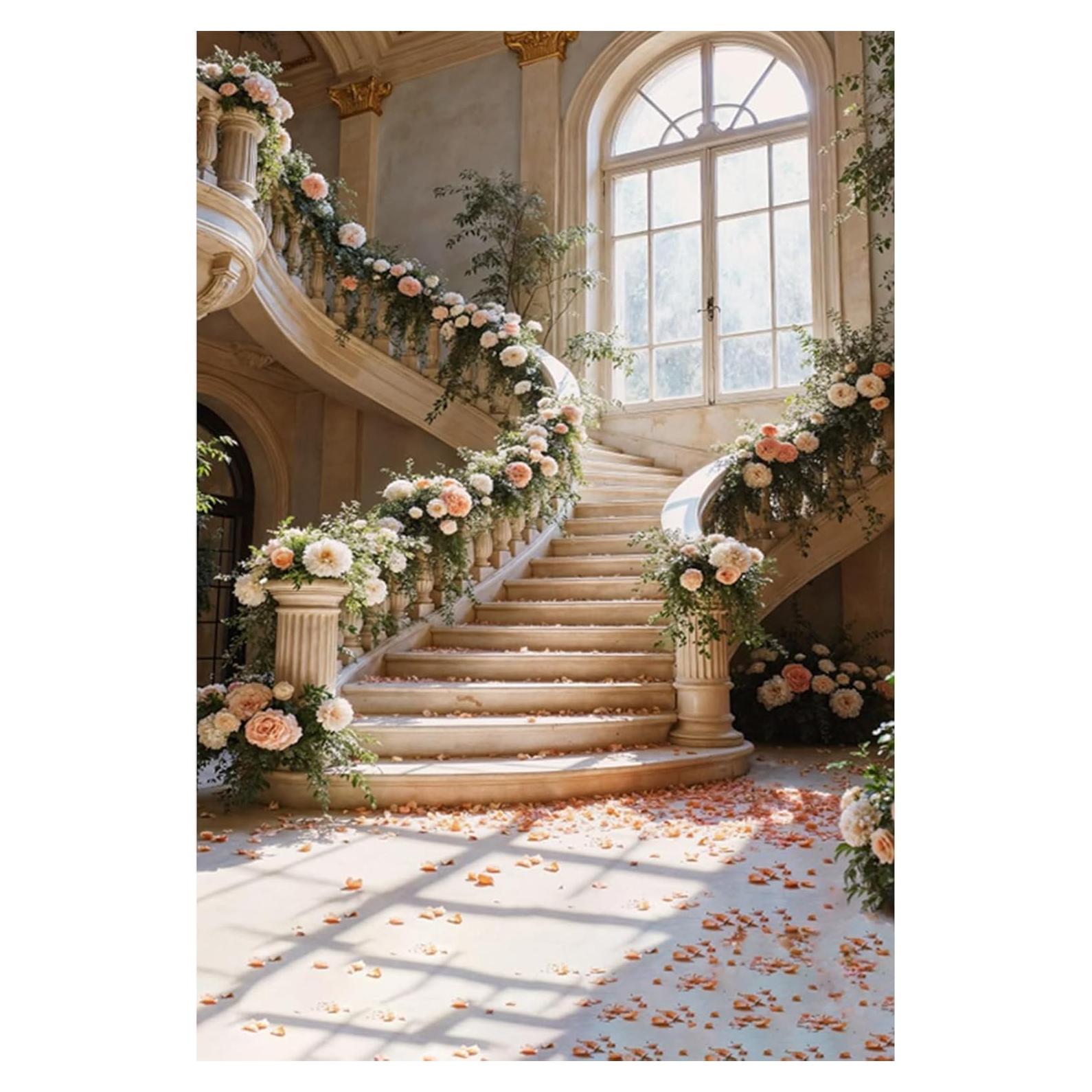 Fondo Fotográfico Vinilo Laeacco 5x7ft Rosa Flores Palacio