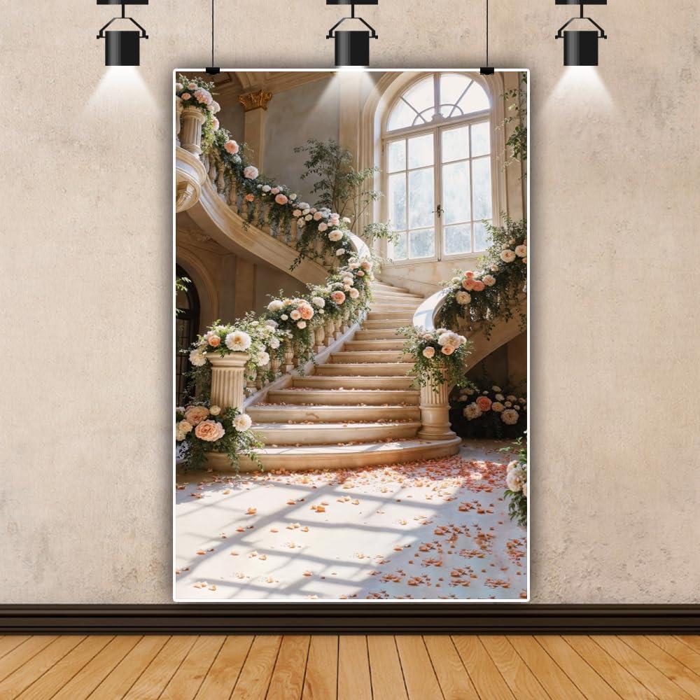 Fondo Fotográfico Vinilo Laeacco 5x7ft Rosa Flores Palacio