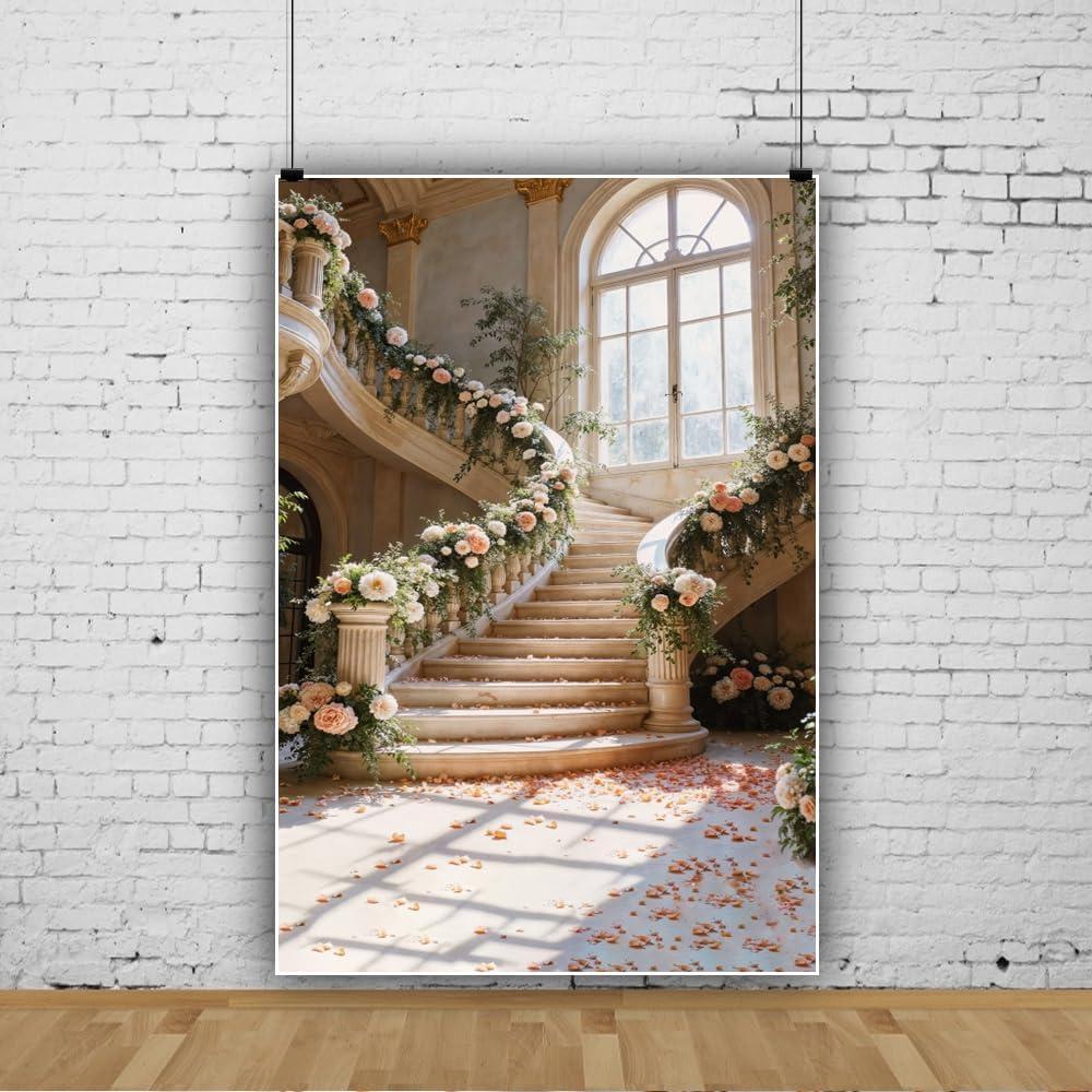 Fondo Fotográfico Vinilo Laeacco 5x7ft Rosa Flores Palacio