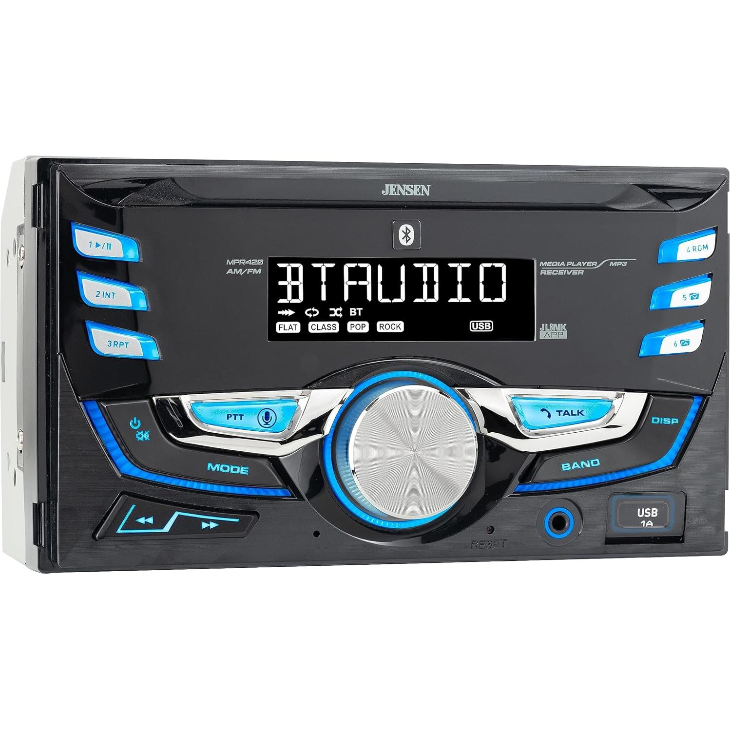 Receptor Estéreo Doble DIN JENSEN MPR420 Bluetooth USB