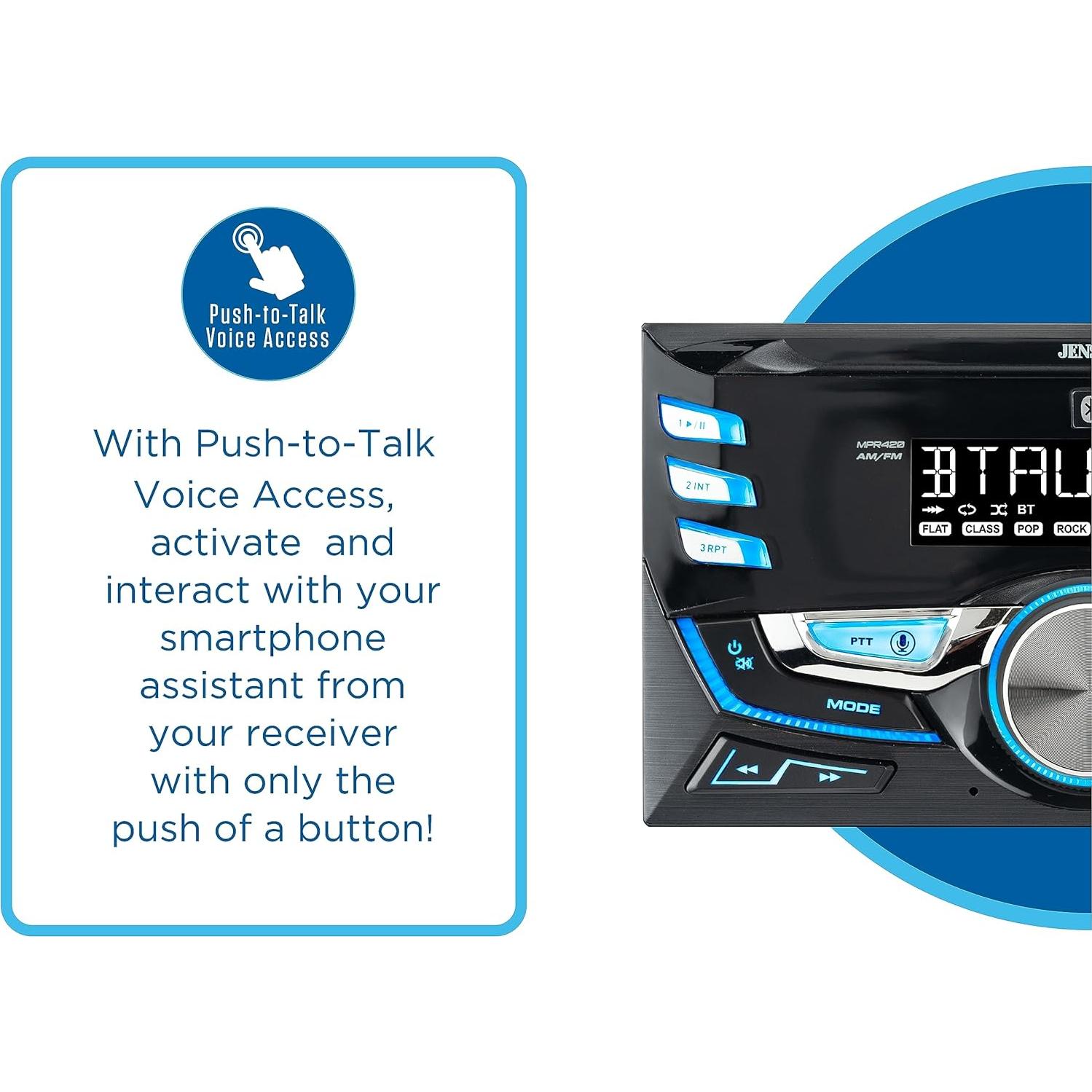 Receptor Estéreo Doble DIN JENSEN MPR420 Bluetooth USB