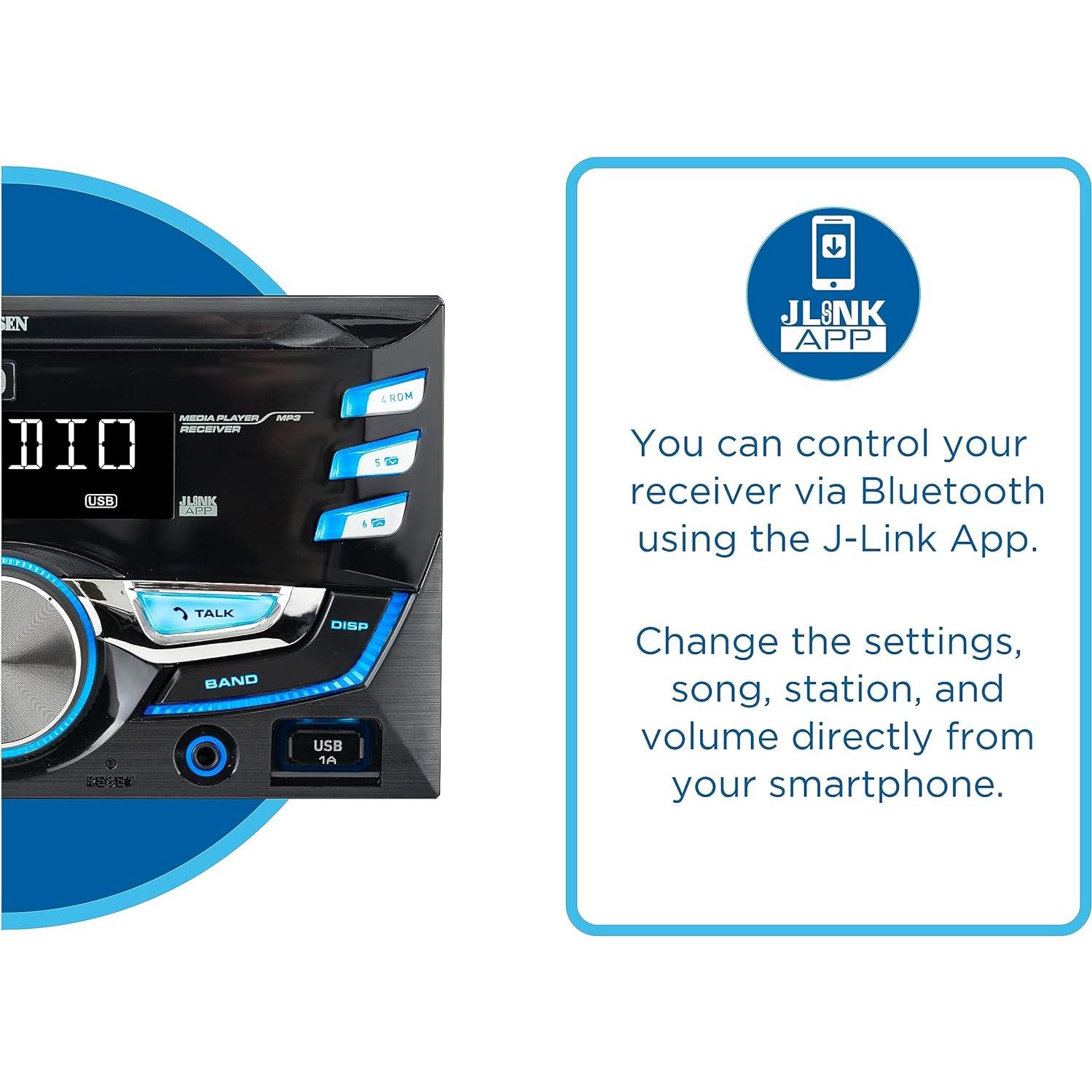 Receptor Estéreo Doble DIN JENSEN MPR420 Bluetooth USB