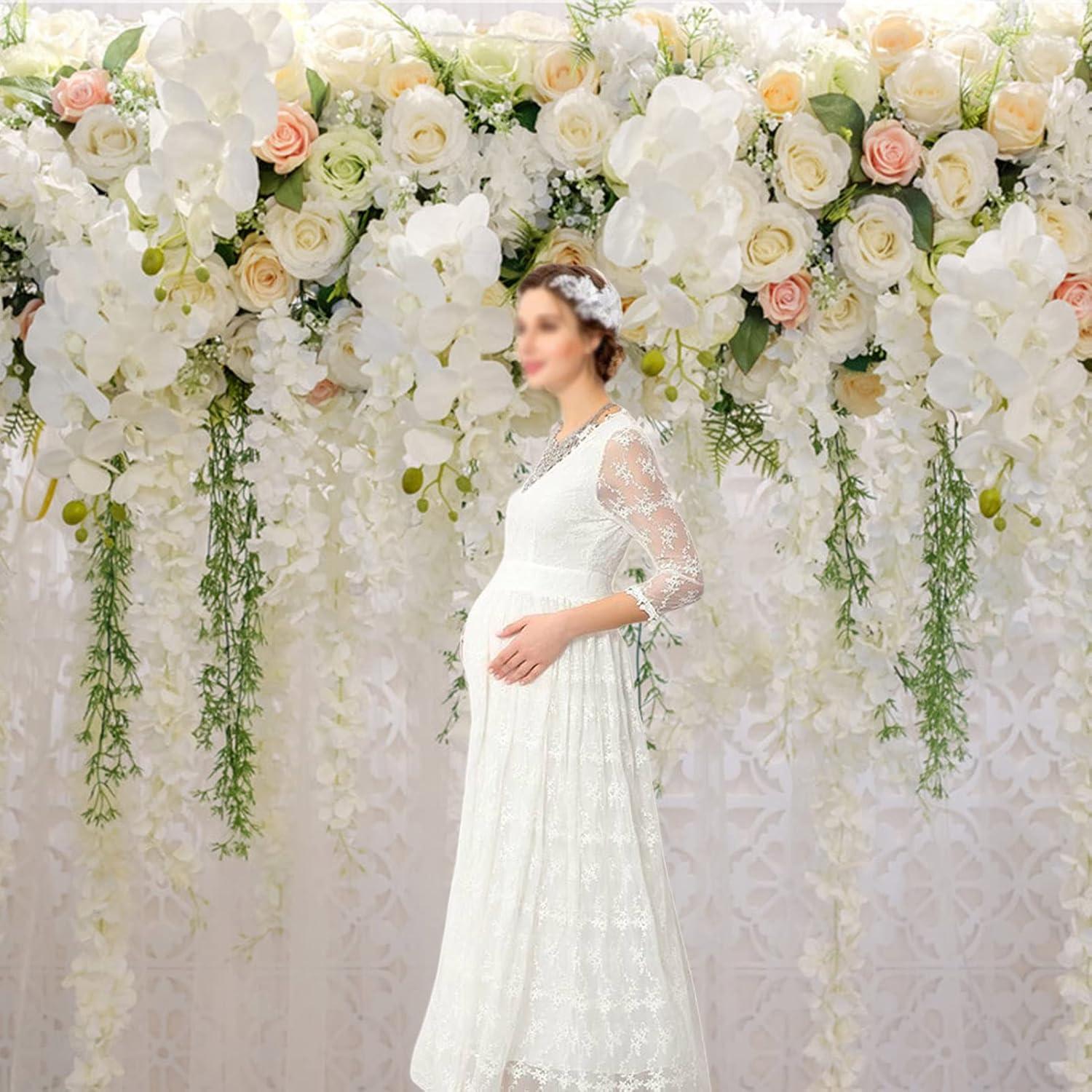 Fondo Fotográfico Floral Blanco 300x240 cm Qian para Eventos