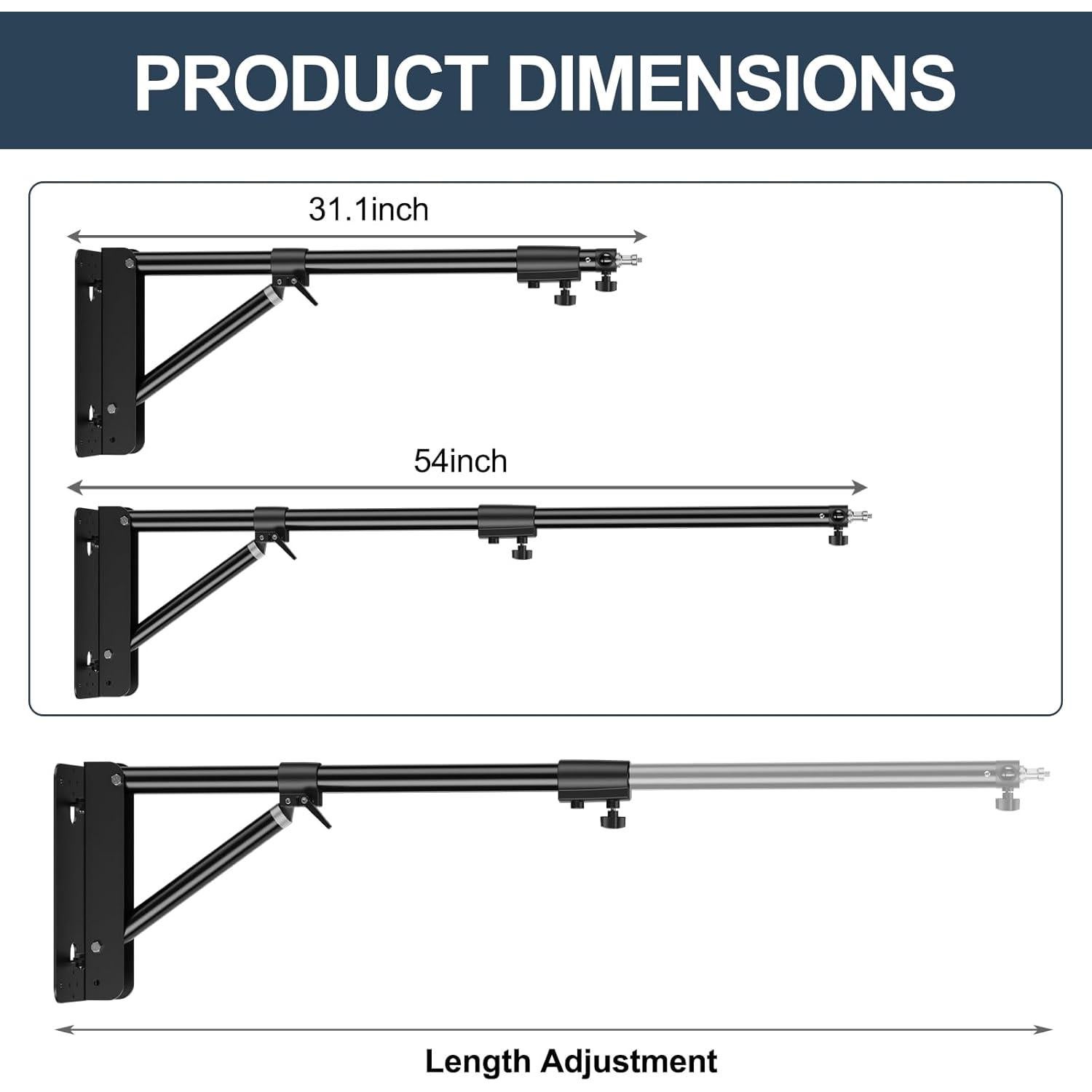 Soporte de Luz de Montaje en Pared BEIYANG 130 cm Ajustable