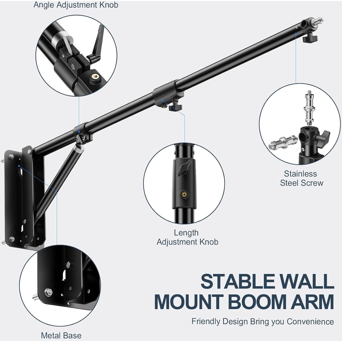 Soporte de Luz de Montaje en Pared BEIYANG 130 cm Ajustable
