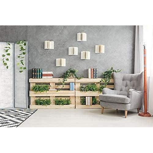 YongFoto 10x8ft Interior Room Backdrop for Photography Wooden Bookshelf Green Plants Screen Armchair Grey Lounge Background Modern Home Banner Decor Live Video Portrait Photo Studio Props
