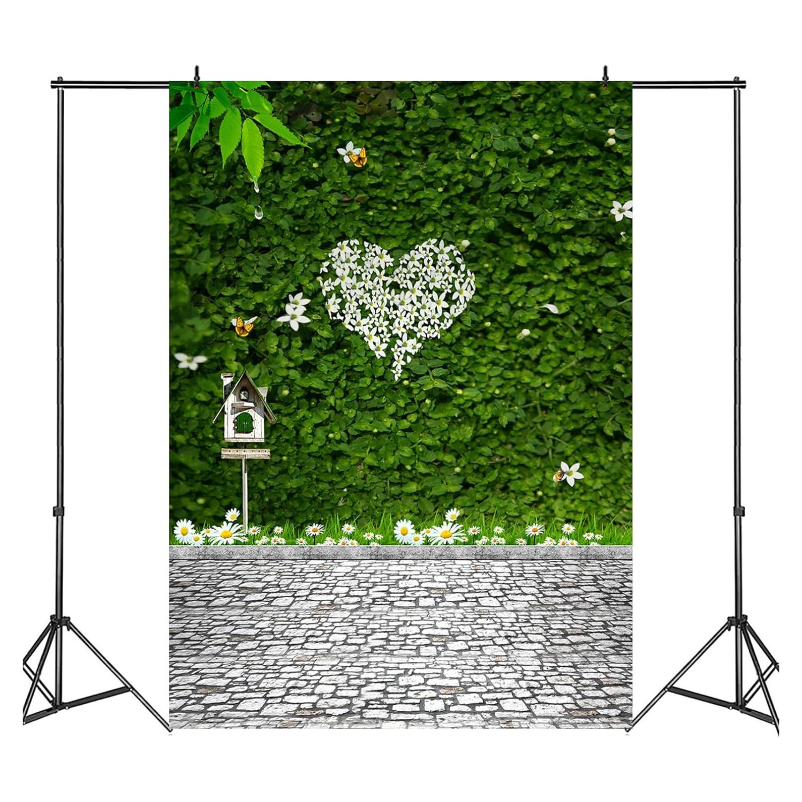 Fondo de Fotografía Vinilo 150x200cm Planta Verde Corazón