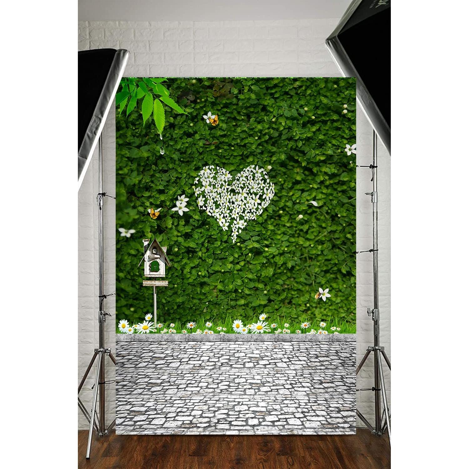 Fondo de Fotografía Vinilo 150x200cm Planta Verde Corazón