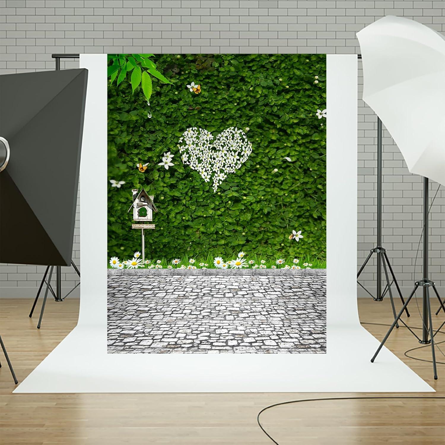Fondo de Fotografía Vinilo 150x200cm Planta Verde Corazón