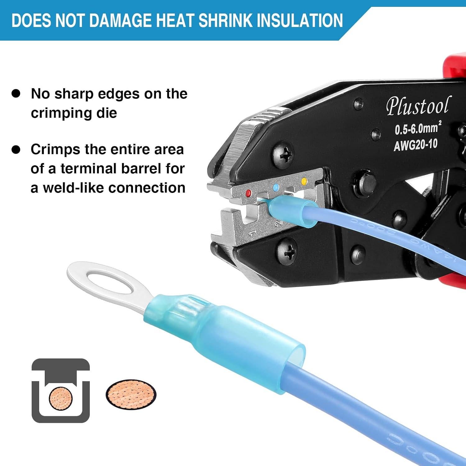 Crimpadora Plustool para Conectores Termorretráctil AWG22-10