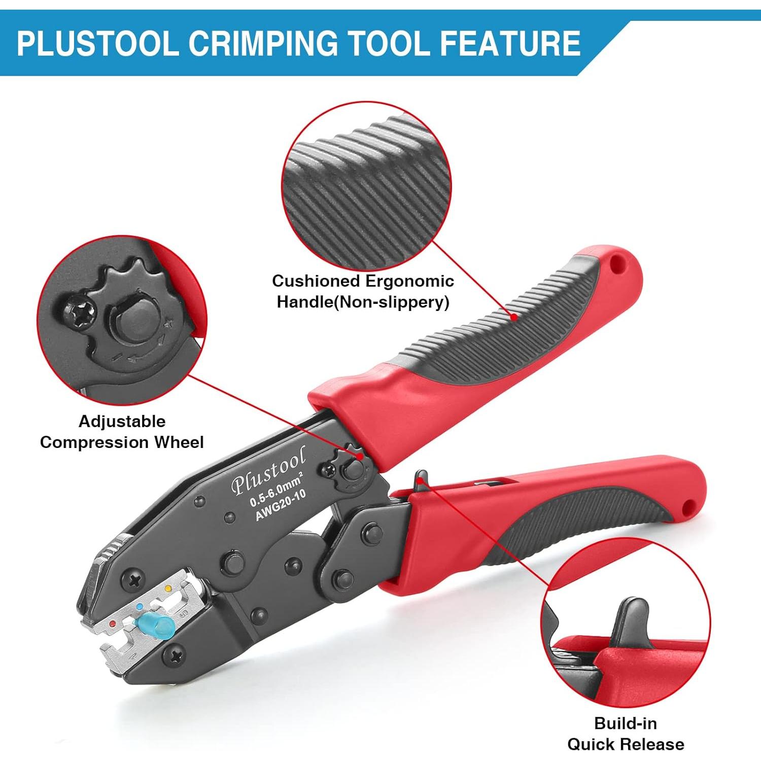 Crimpadora Plustool para Conectores Termorretráctil AWG22-10