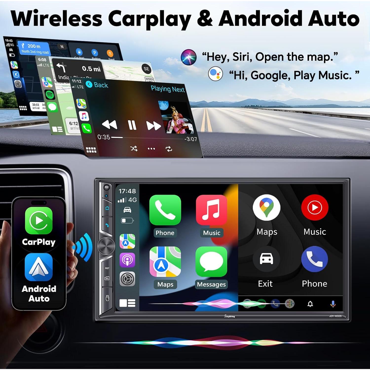 Radio de Coche Doble Din SJOYBRING 7" Bluetooth 240W