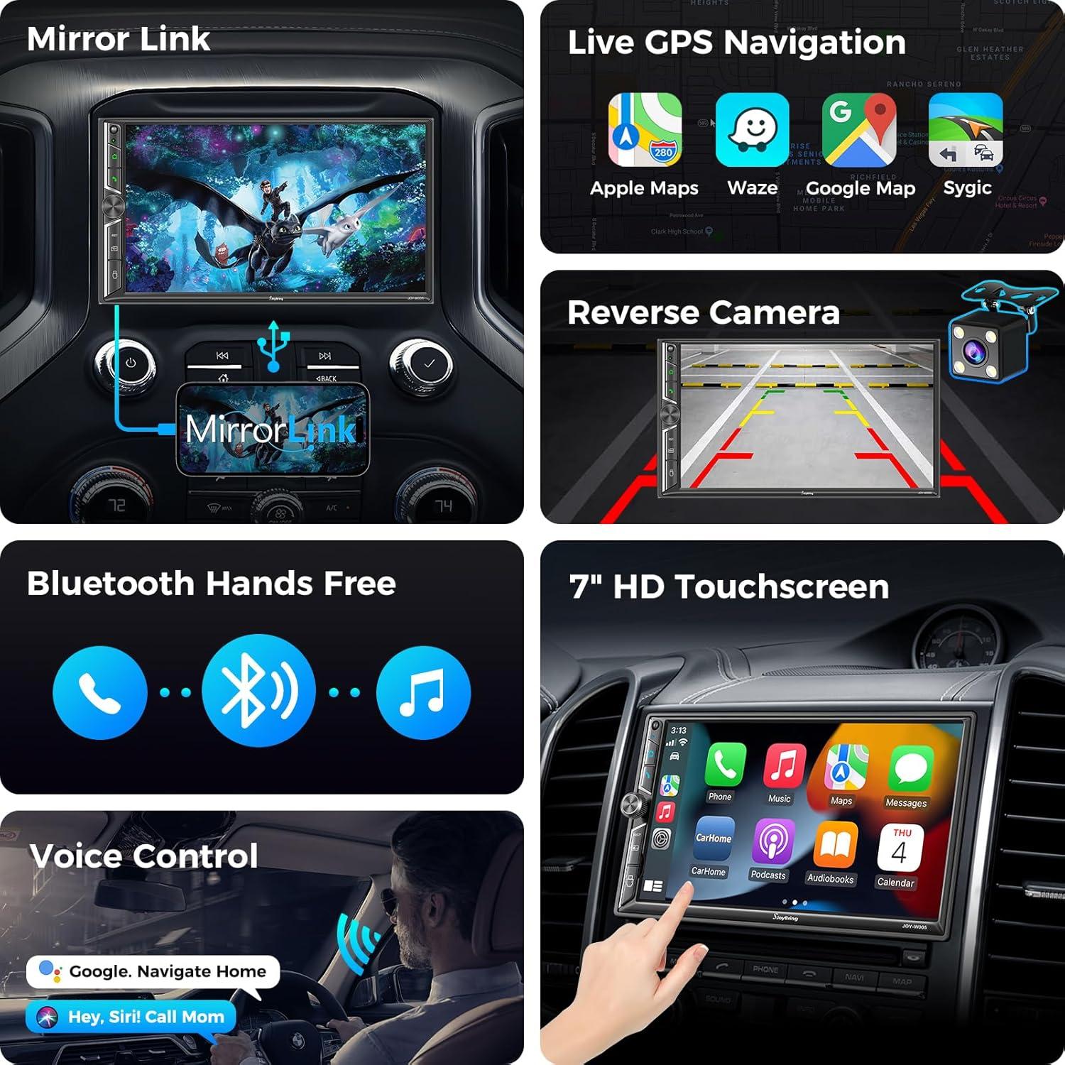 Radio de Coche Doble Din SJOYBRING 7" Bluetooth 240W