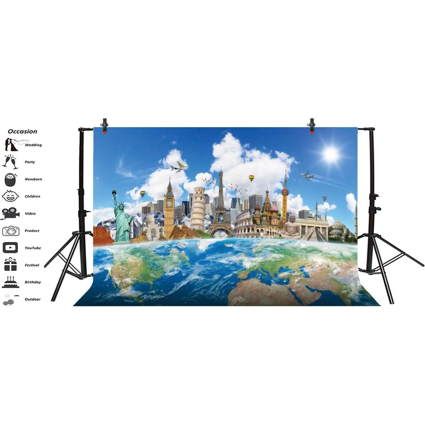 Fondo de Fotografía Vinilo Yeele 3x2.5m Alrededor del Mundo