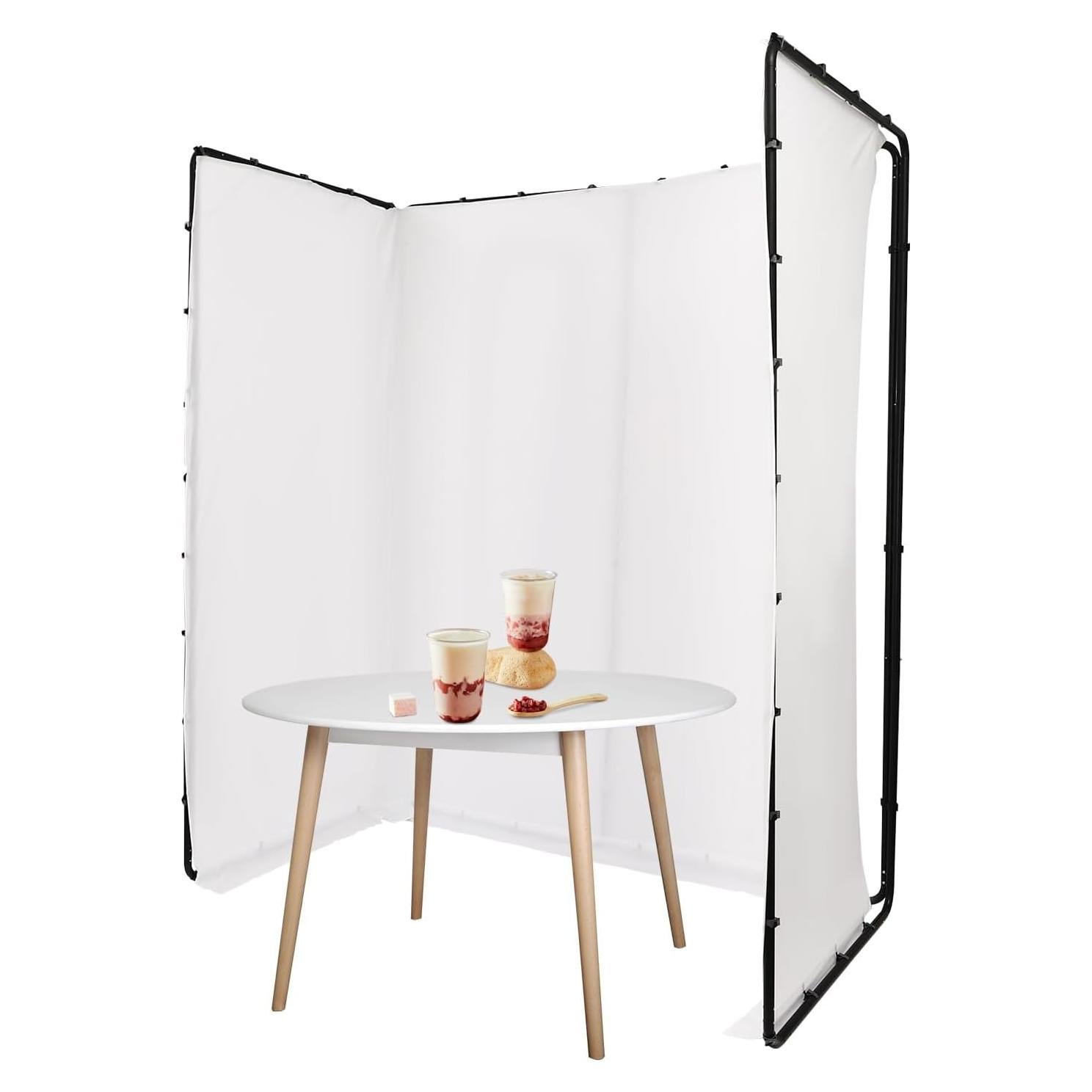 Kit de fondo fotográfico blanco 2.4x4m con soporte ajustable