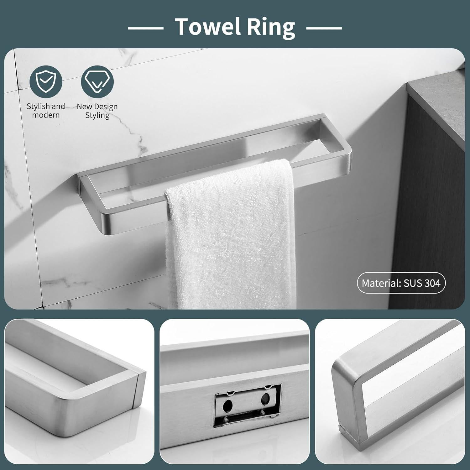 Juego de Accesorios de Baño YACVCL 4 Piezas Acero Inoxidable