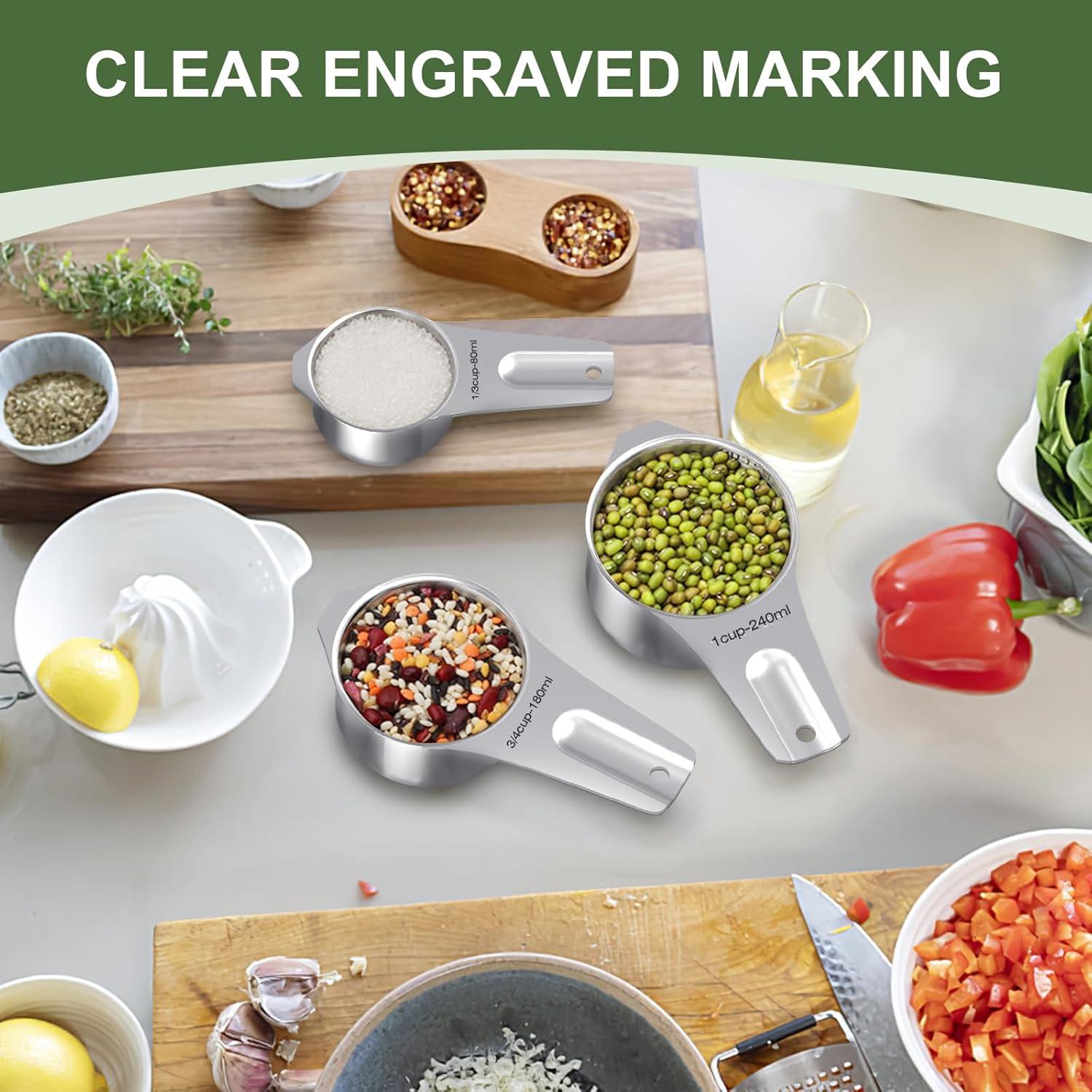 Juego de Tazas y Cucharas Medidoras EWFEN Acero Inoxidable 21 Piezas