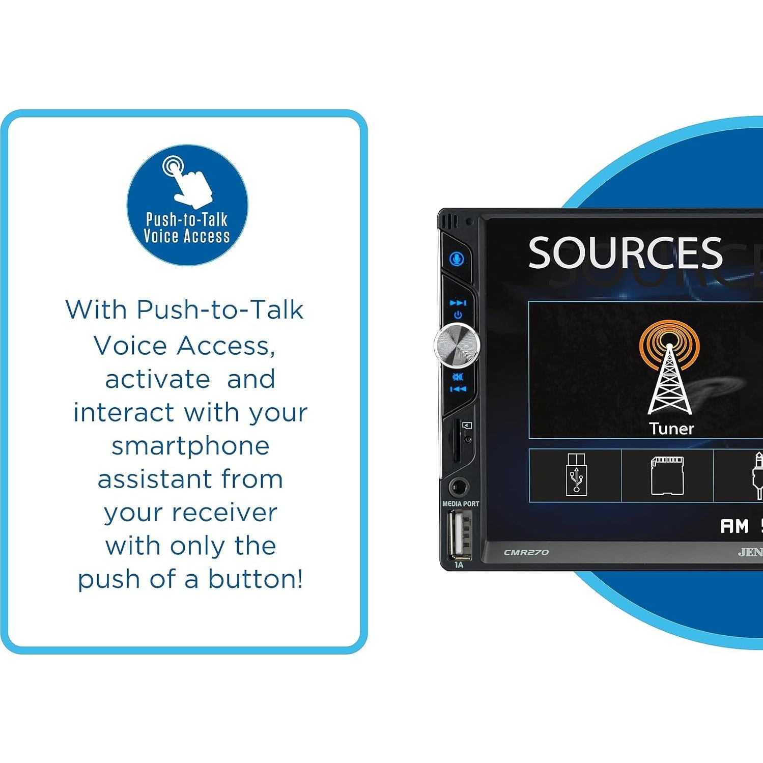 Estéreo de Coche Jensen CMR270 Pantalla Táctil 7" Bluetooth