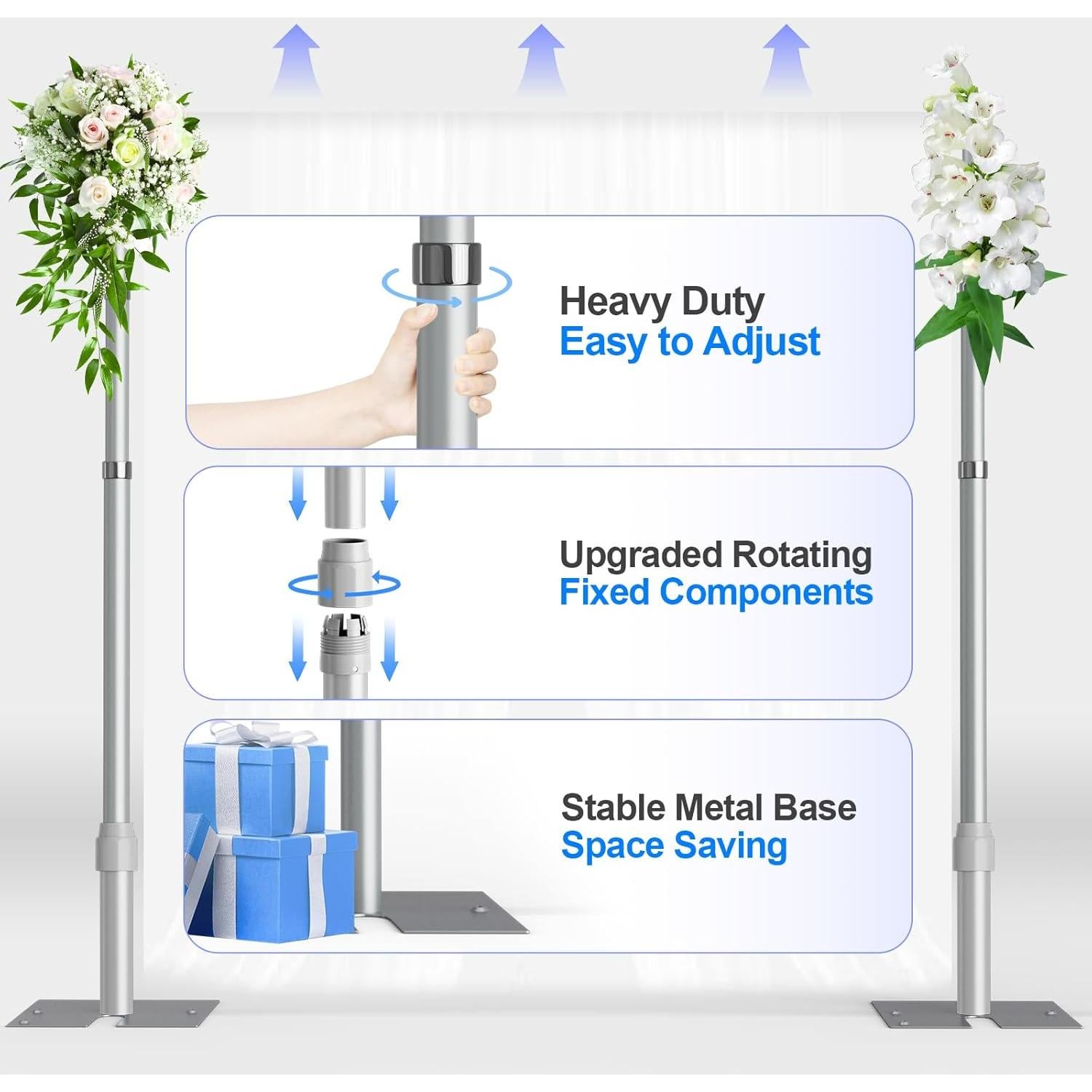 Soporte de Fondo Ajustable GLOSHOOTING 2.6m x 3.0m Plata
