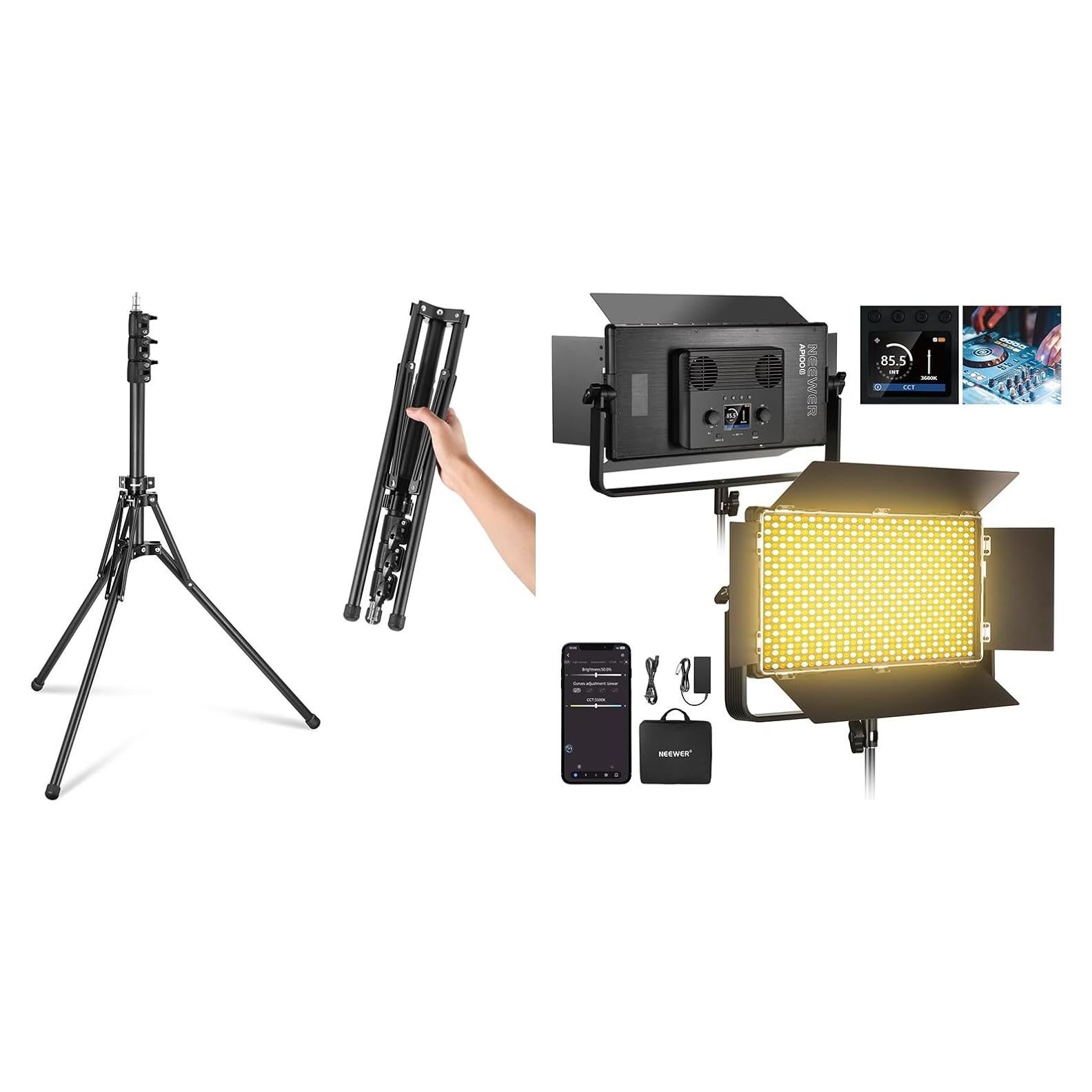 Luz de Video LED Bi Color NEEWER 100W con Trípode 178cm