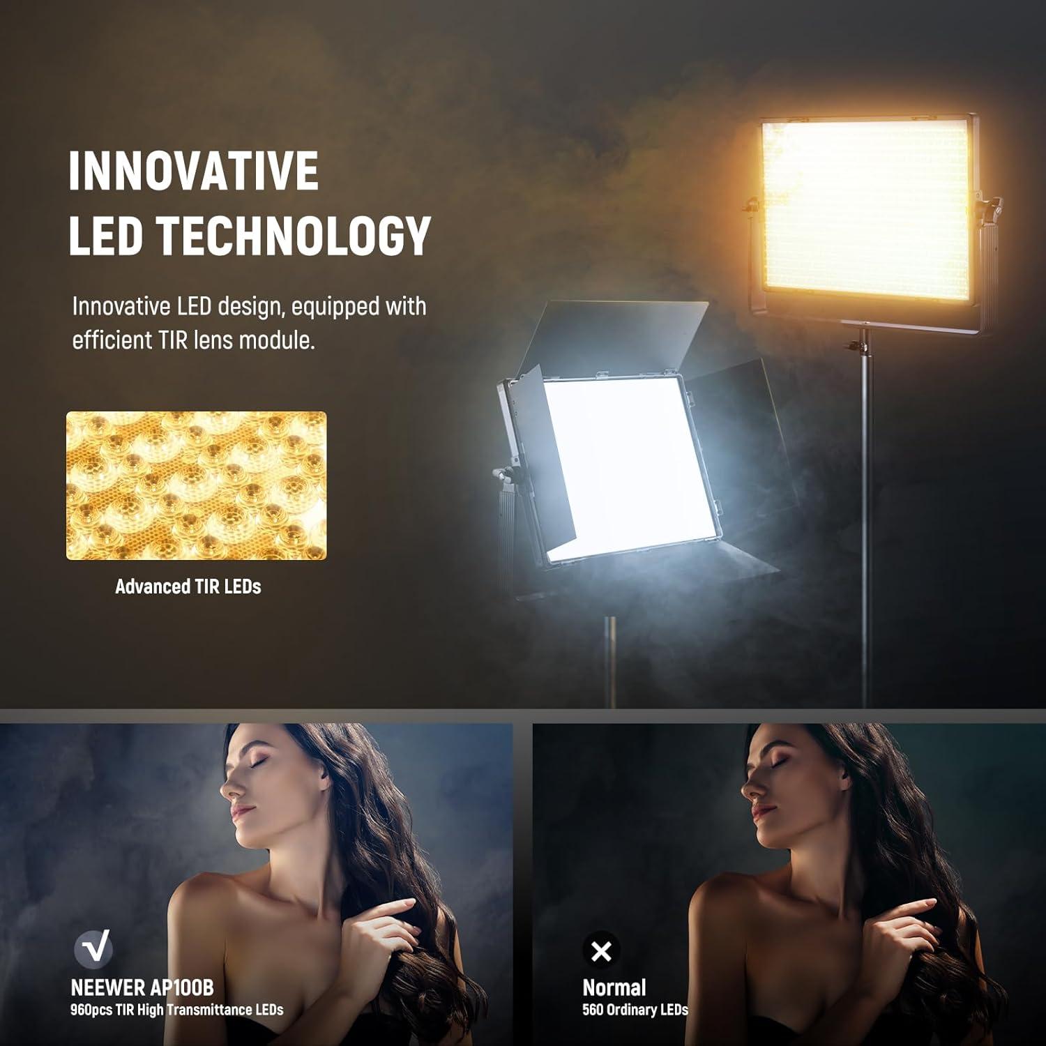 Luz de Video LED Bi Color NEEWER 100W con Trípode 178cm