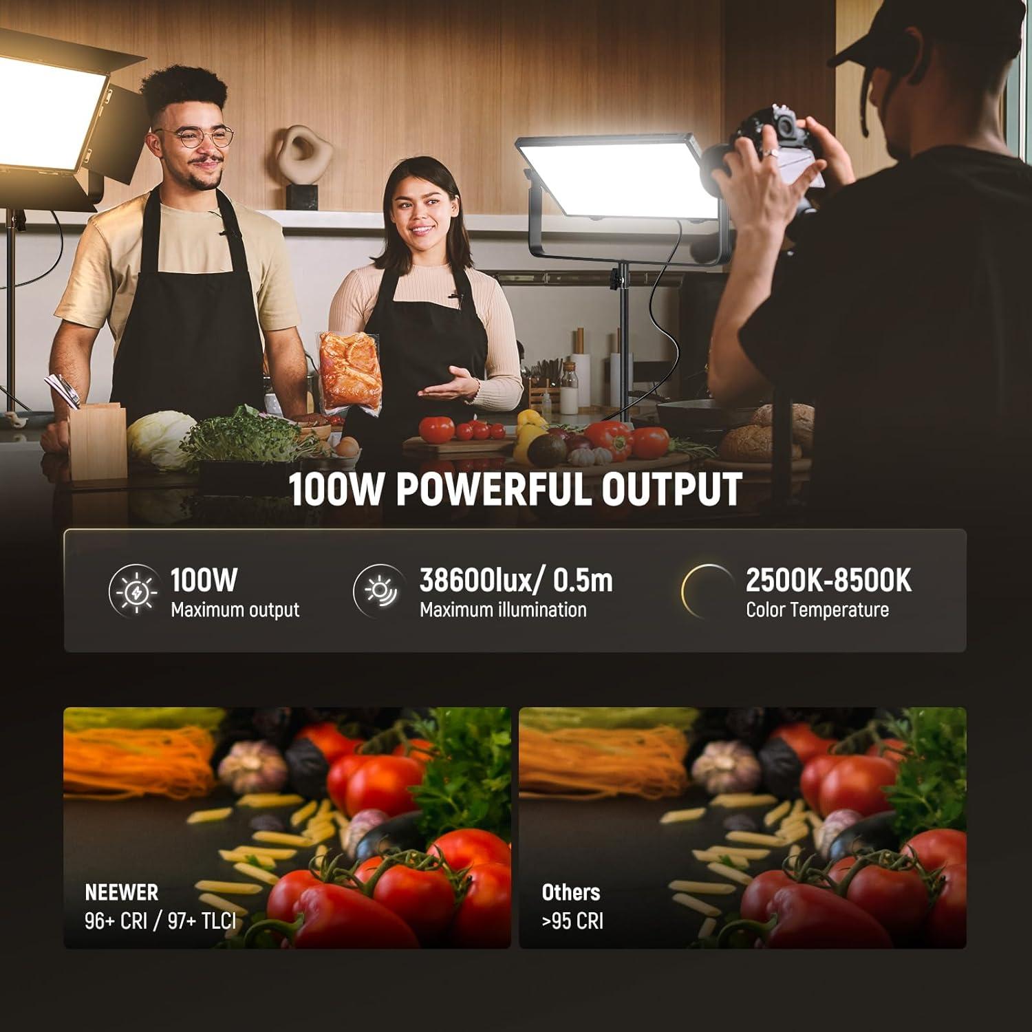 Luz de Video LED Bi Color NEEWER 100W con Trípode 178cm