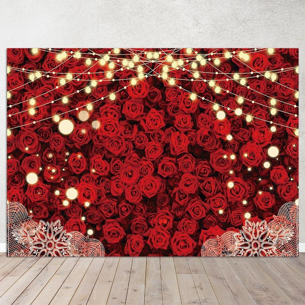 Fondo de Fotografía Rosa Roja Yongqian 213x152cm Decoración