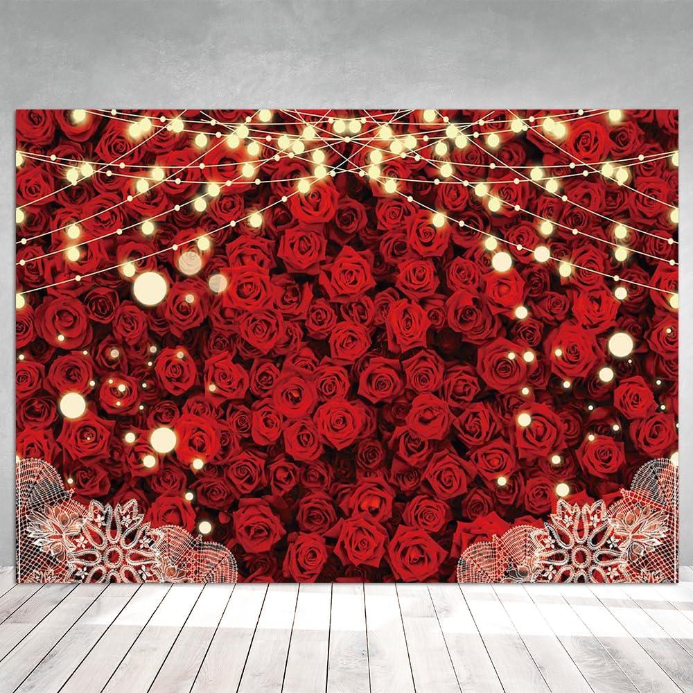 Fondo de Fotografía Rosa Roja Yongqian 213x152cm Decoración