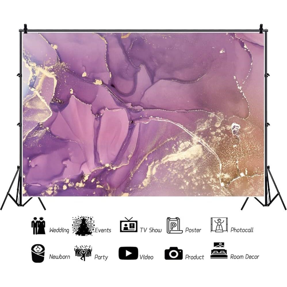 Fondo de Fotografía OERJU 220x150cm Mármol Rosa y Dorado