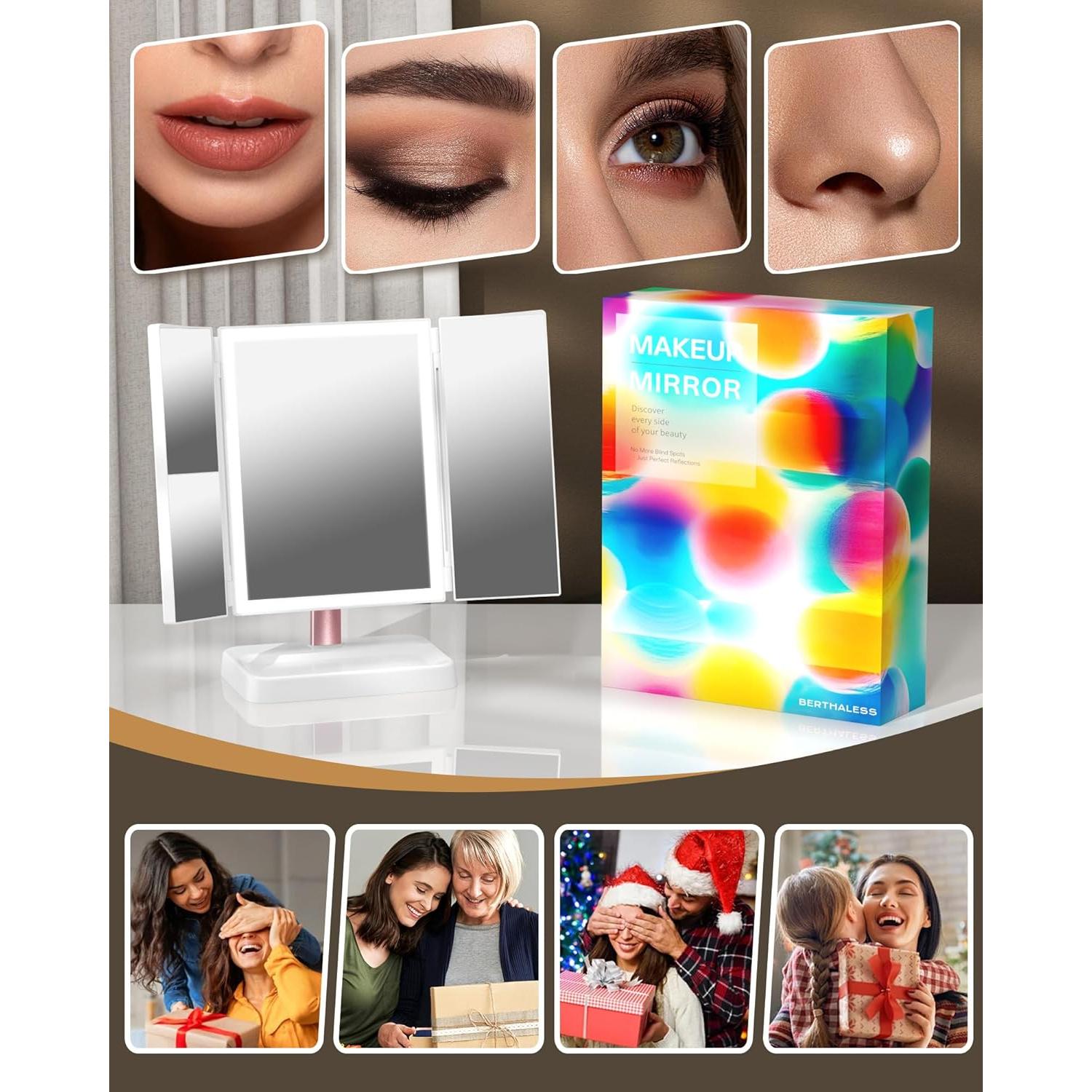 Espejo de Maquillaje Iluminado BERTHALESS 29.2x18.8 cm 3X Aumento