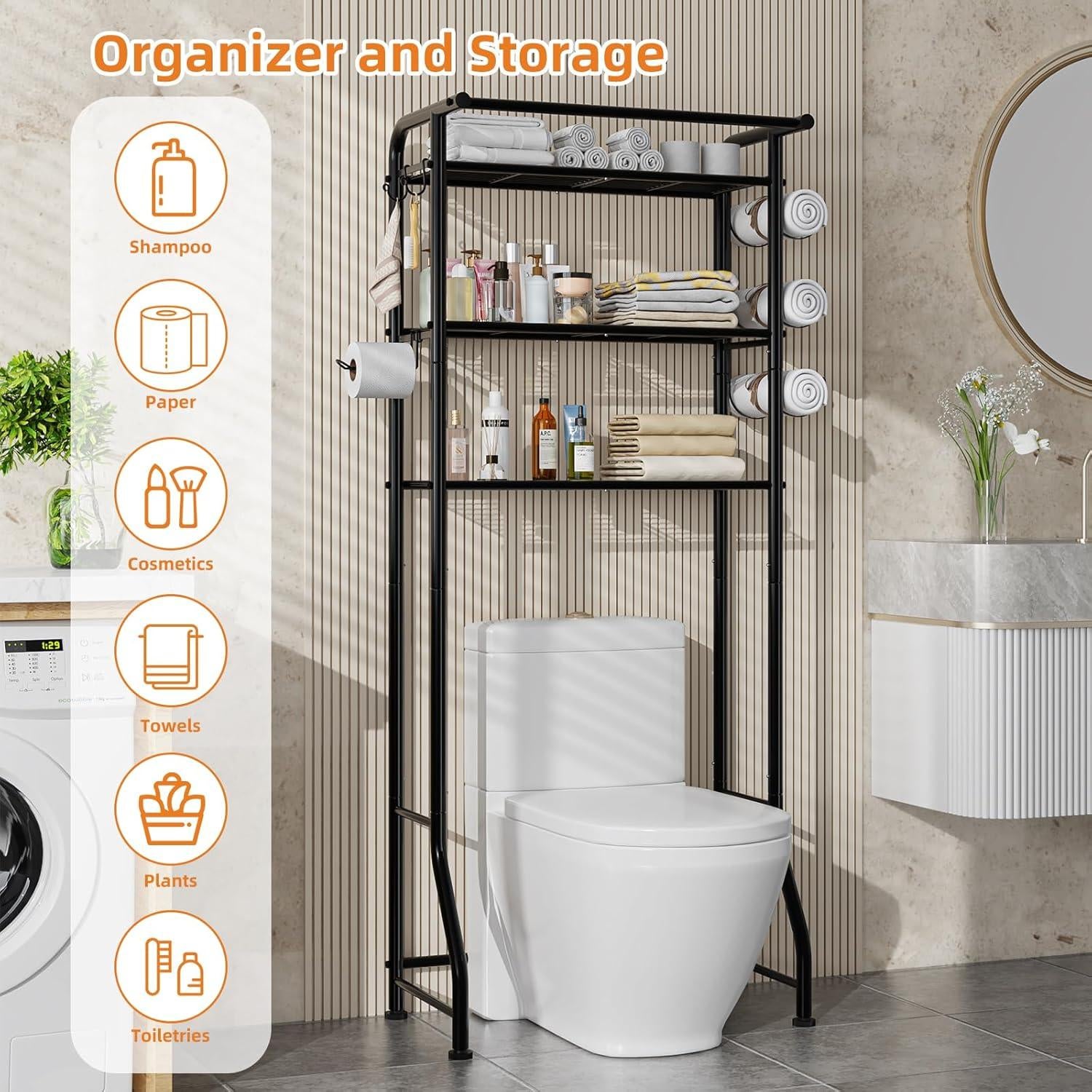 Estante de baño Simple Trending 3 niveles negro ahorrador de espacio