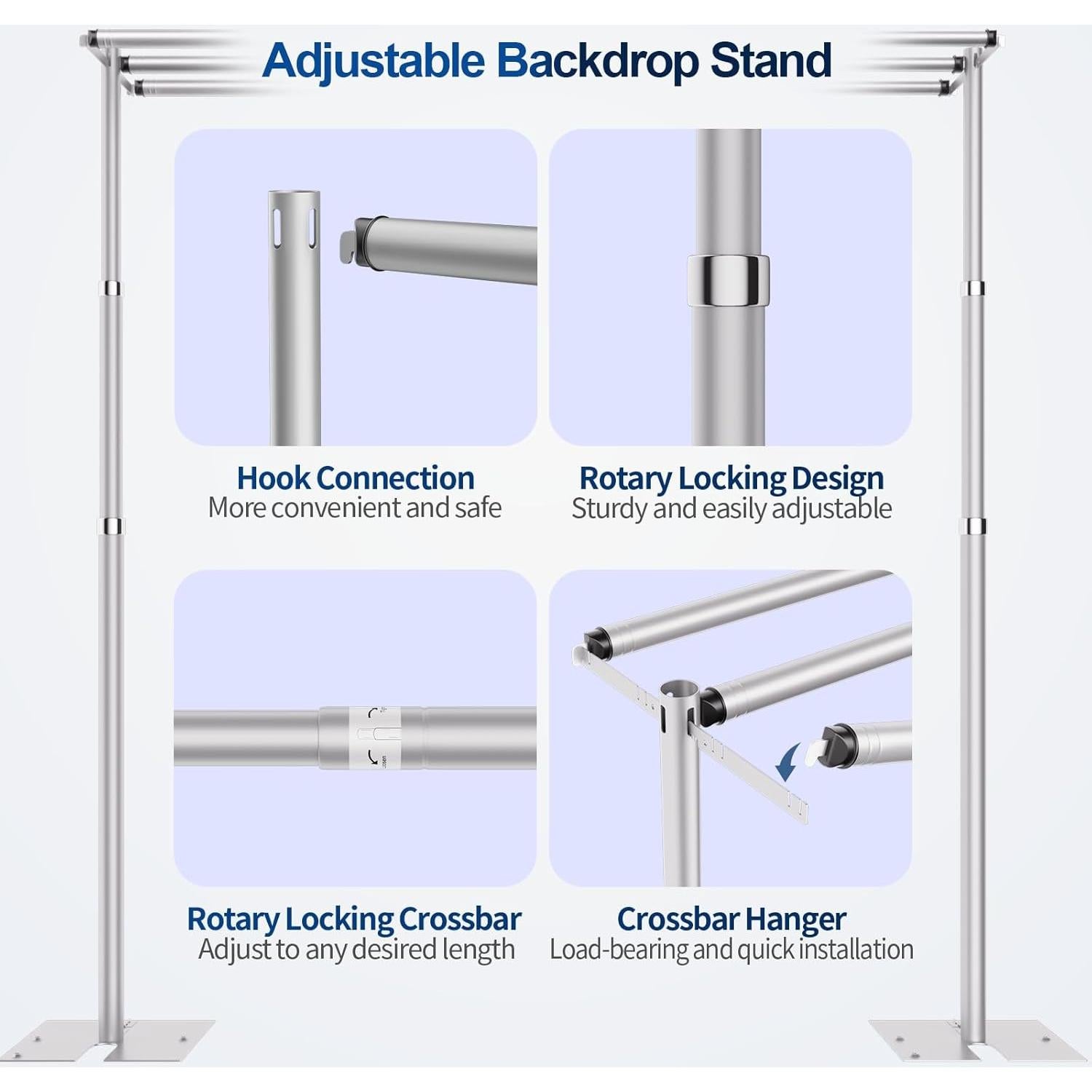 Soporte de Fondo Ajustable Qoolfoto 3 Barras 3.05m x 3.05m