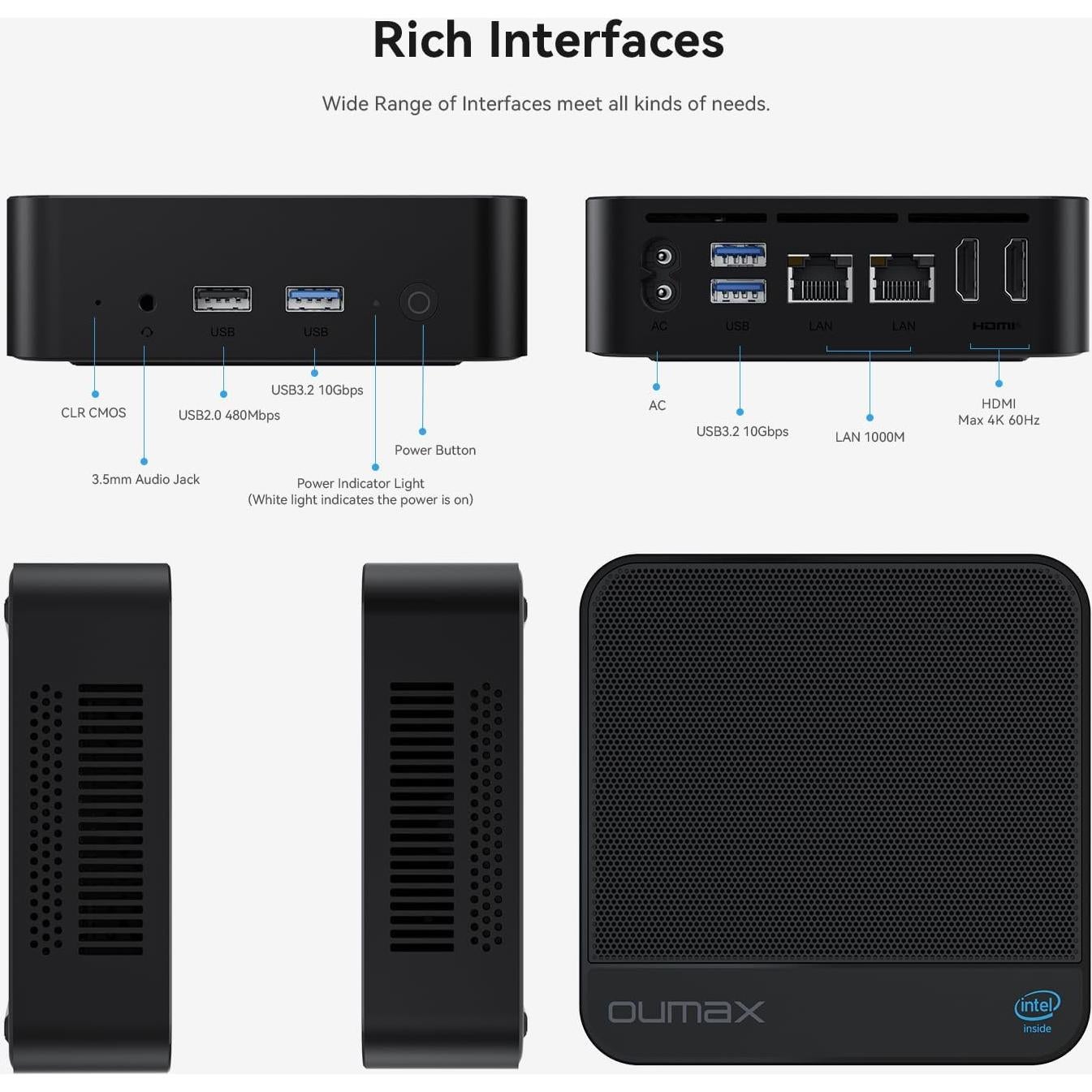 Mini PC OUMAX MAX N 13ª Gen 16GB RAM 500GB SSD 4K