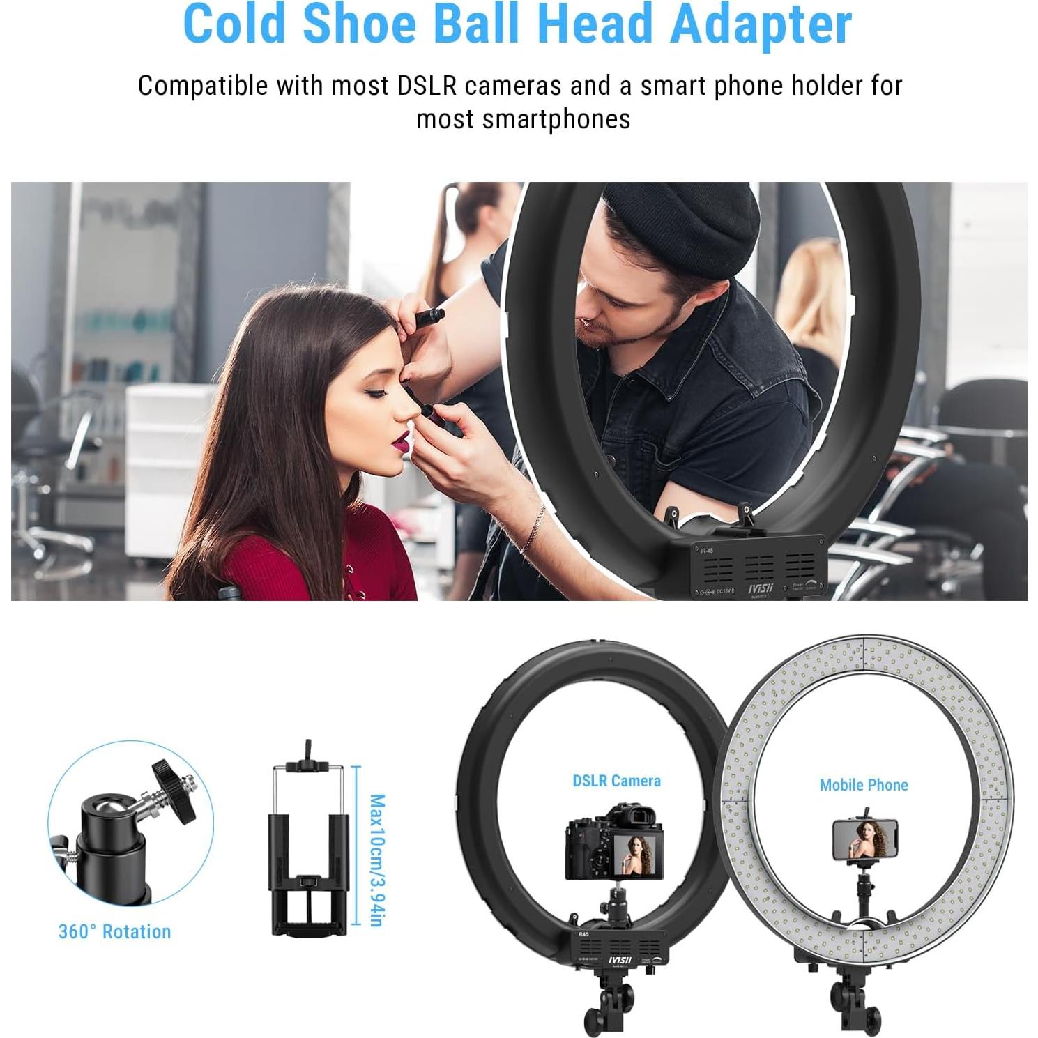 Anillo de Luz LED IVISII 19" con Soporte y Adaptador 55W