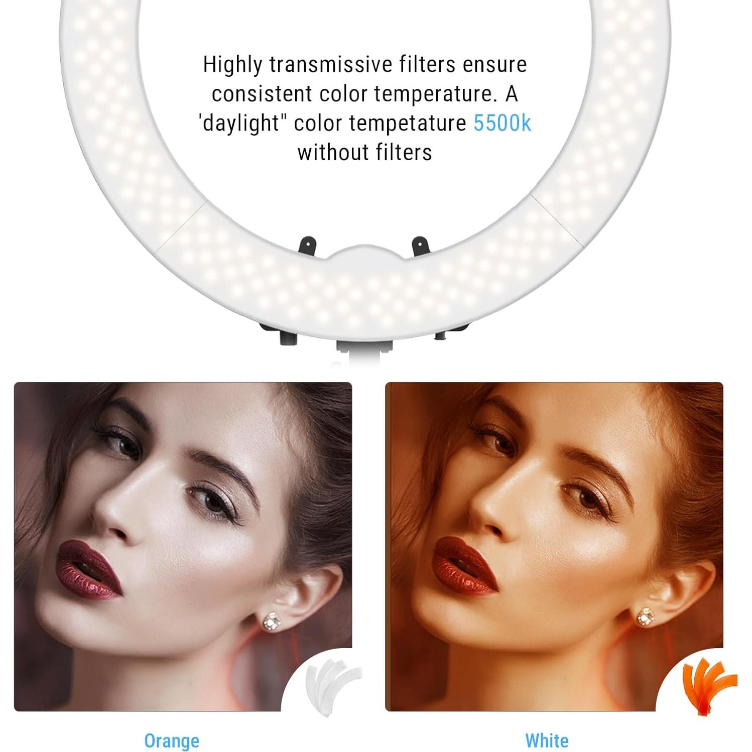 Anillo de Luz LED IVISII 19" con Soporte y Adaptador 55W