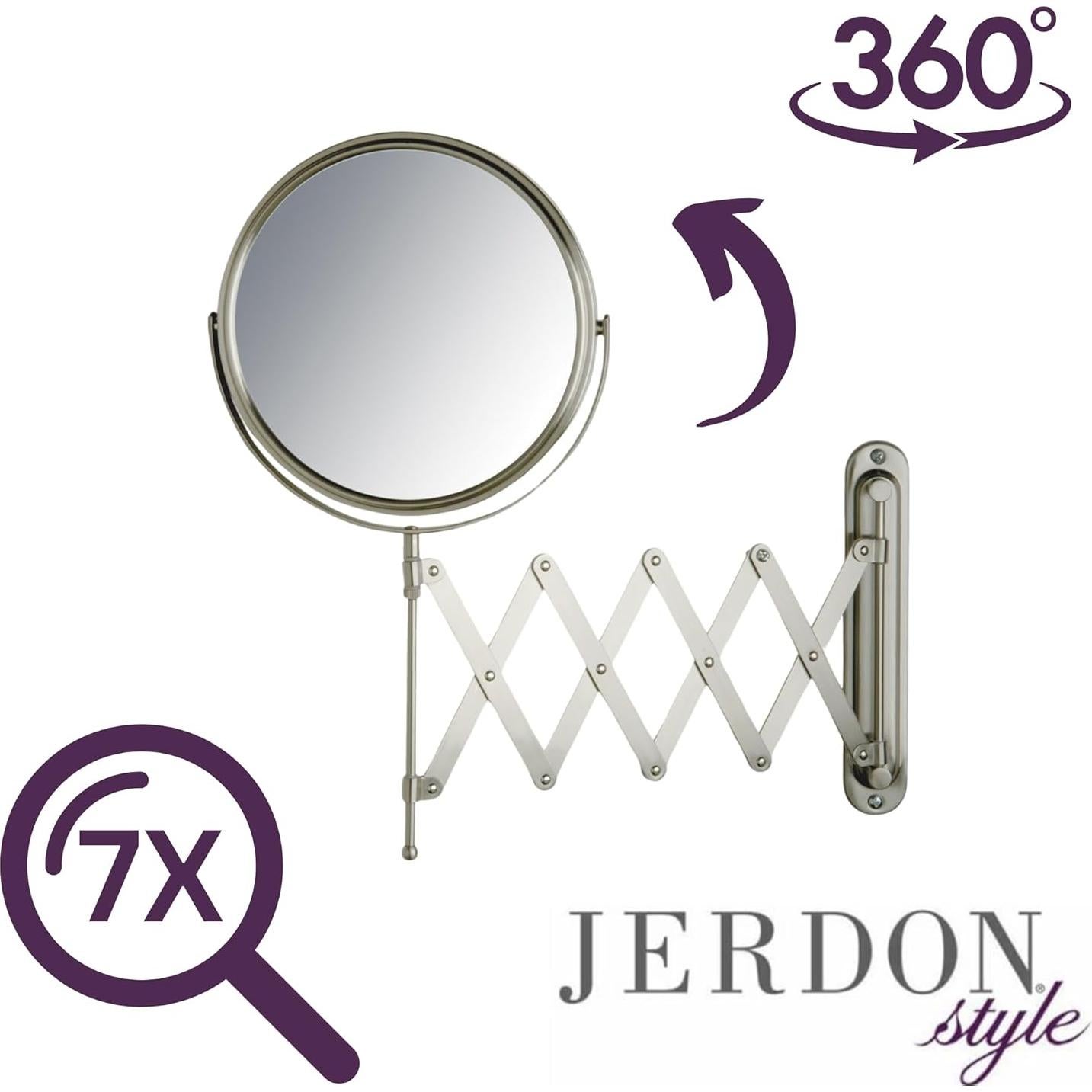 Espejo de Maquillaje JERDON 20 cm 1X/7X Montaje en Pared