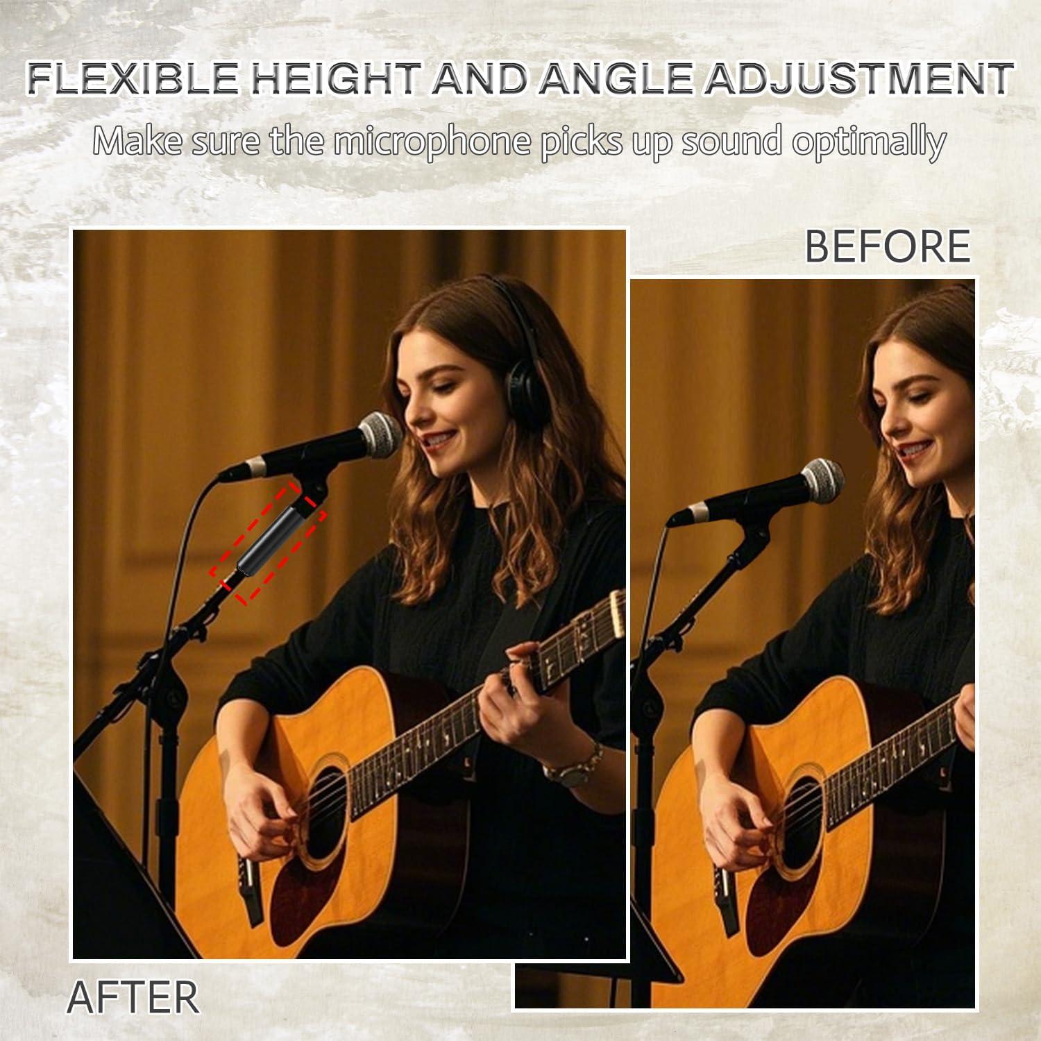 BOROLA Mic Stand Extension Tube Aluminum Alloy Microphone Boom Arm Stand Extenders with screw adapter (5/8" Male to 1/4" Female, 5/8" Male to 3/8" Female) Compatible for most recording equipment 4PCS