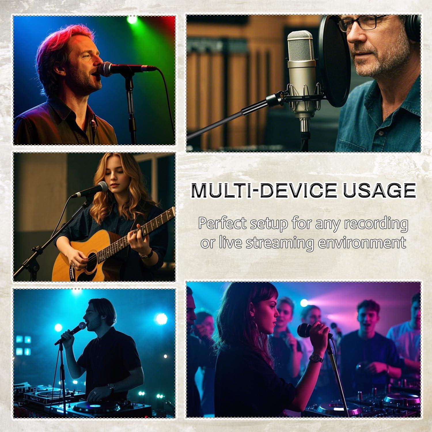 BOROLA Mic Stand Extension Tube Aluminum Alloy Microphone Boom Arm Stand Extenders with screw adapter (5/8" Male to 1/4" Female, 5/8" Male to 3/8" Female) Compatible for most recording equipment 4PCS