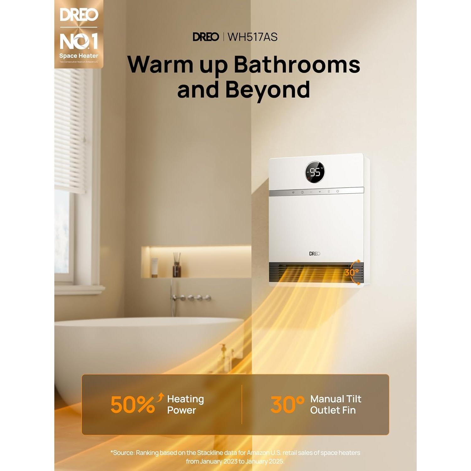 Calentador de Pared Dreo DR-HSH017 Eléctrico 1500W IP24