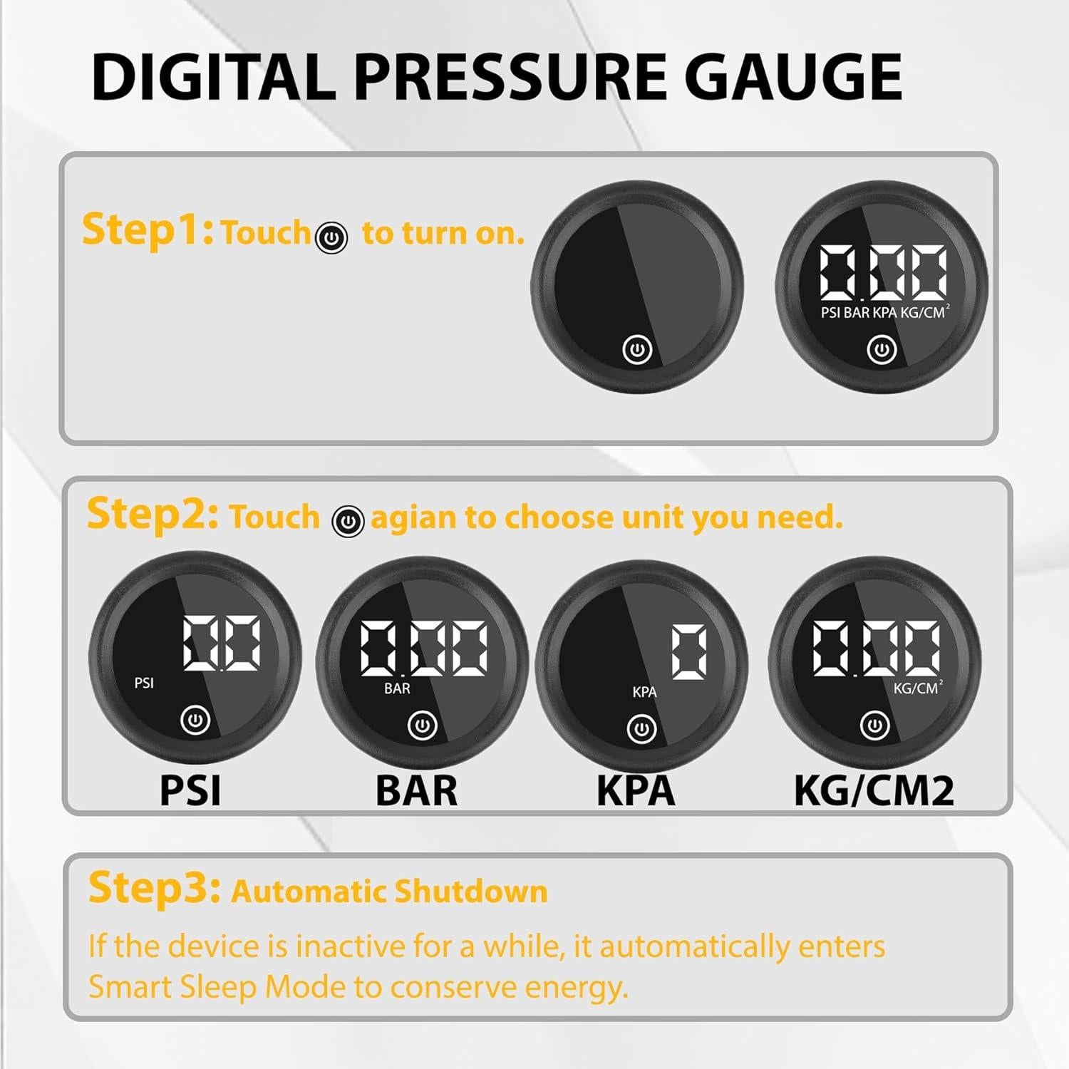 Bomba de Pie MOHEGIA con Manómetro Digital 160 PSI