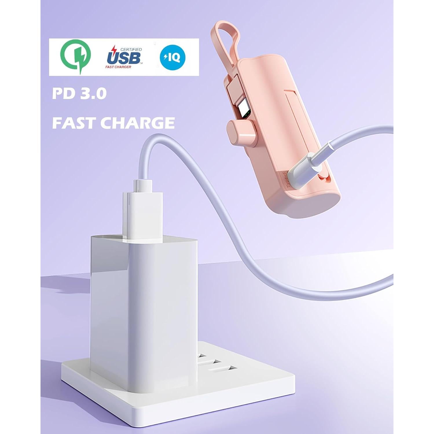 Mini Power Bank 5500mAh Cargador Portátil USB-C Duales Negro