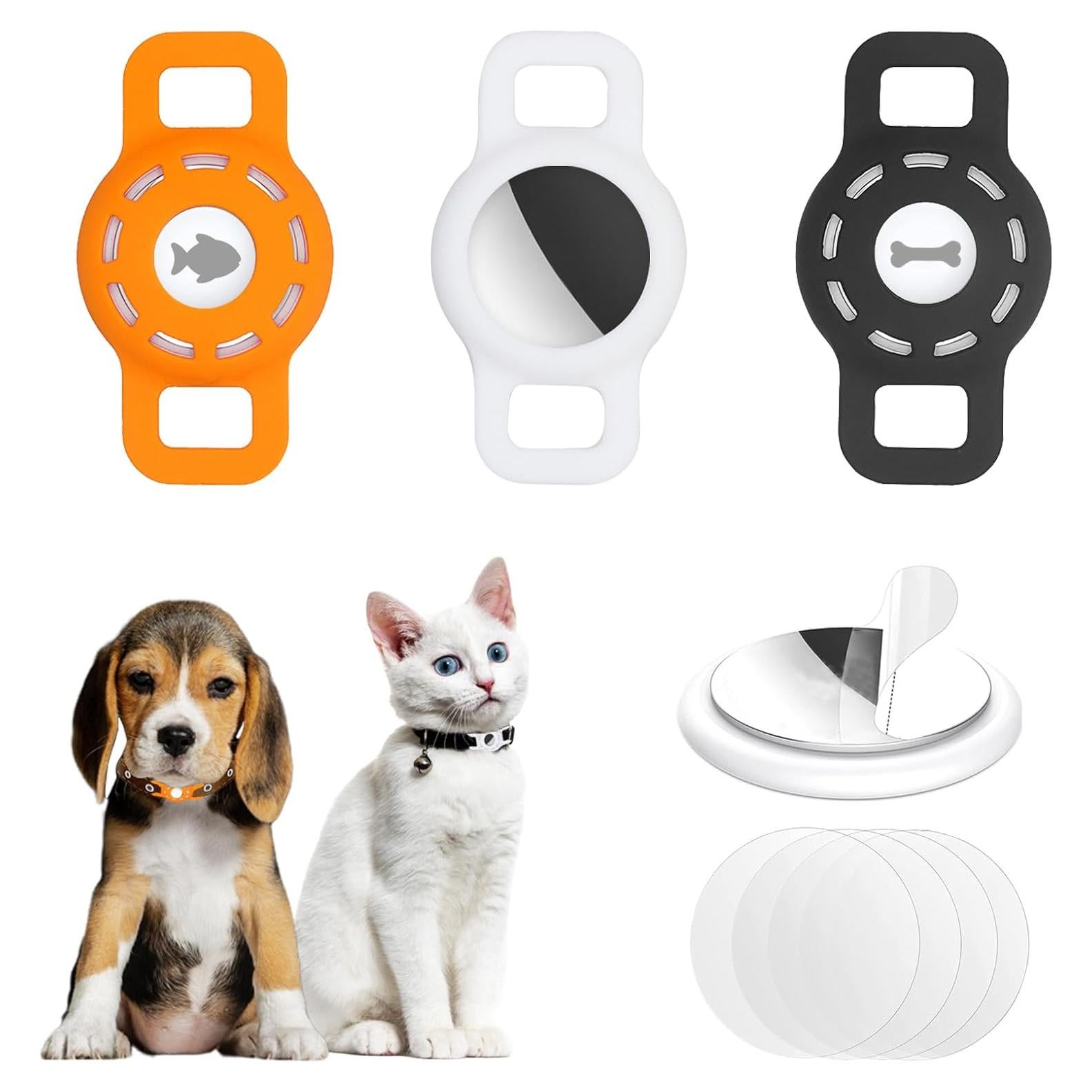 Soporte para Collar de Gato AirTag Fretime - Silicona Negro/Naranja/Blanco