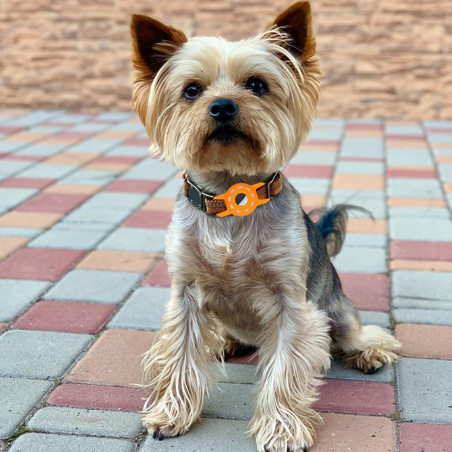 Soporte para Collar de Gato AirTag Fretime - Silicona Negro/Naranja/Blanco