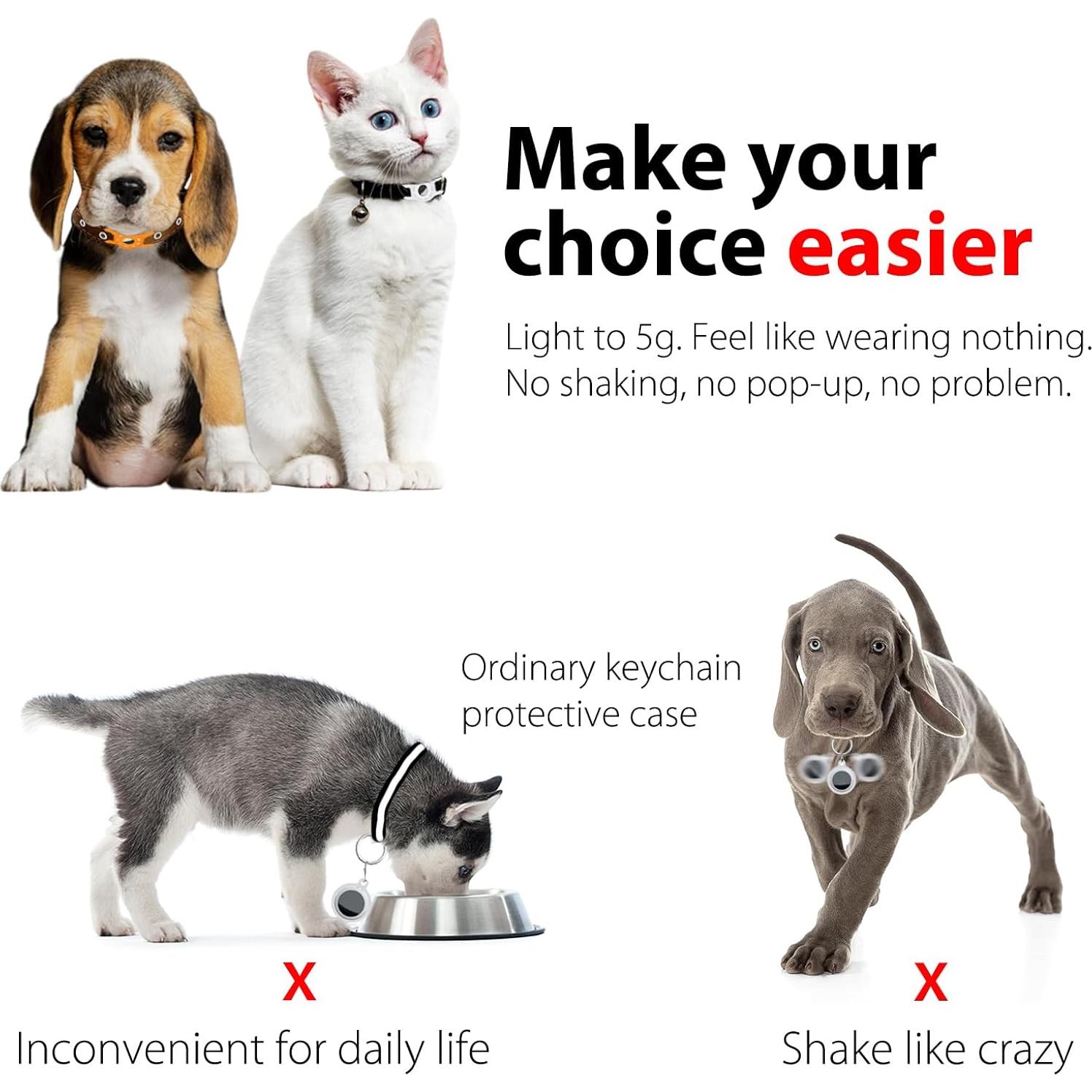 Soporte para Collar de Gato AirTag Fretime - Silicona Negro/Naranja/Blanco