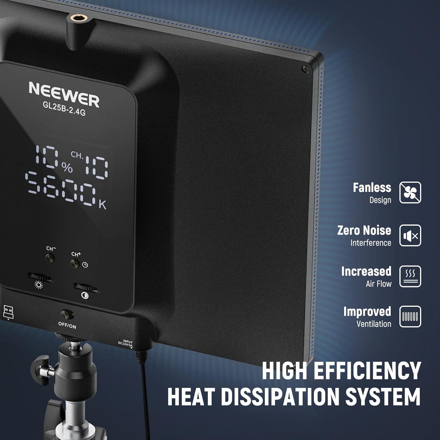 Luz de Streaming NEEWER GL25B 25W 2300Lux 2900K-7000K