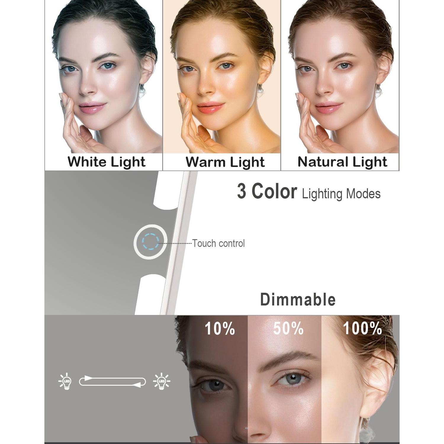 Espejo de Maquillaje LUKYMIRO Iluminado 10X Plegable Blanco