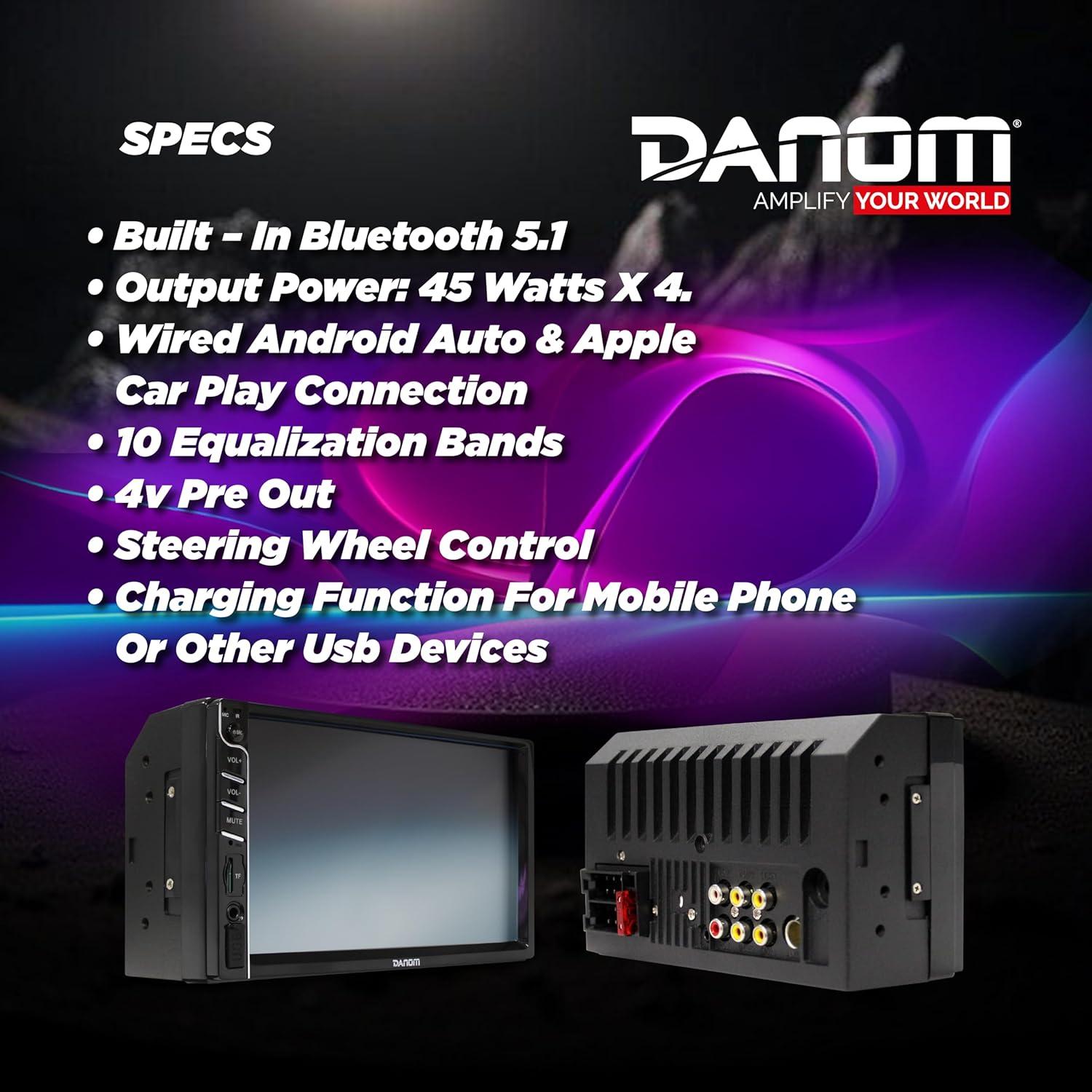 Receptor Estéreo para Auto DANOM Double DIN 7" Bluetooth