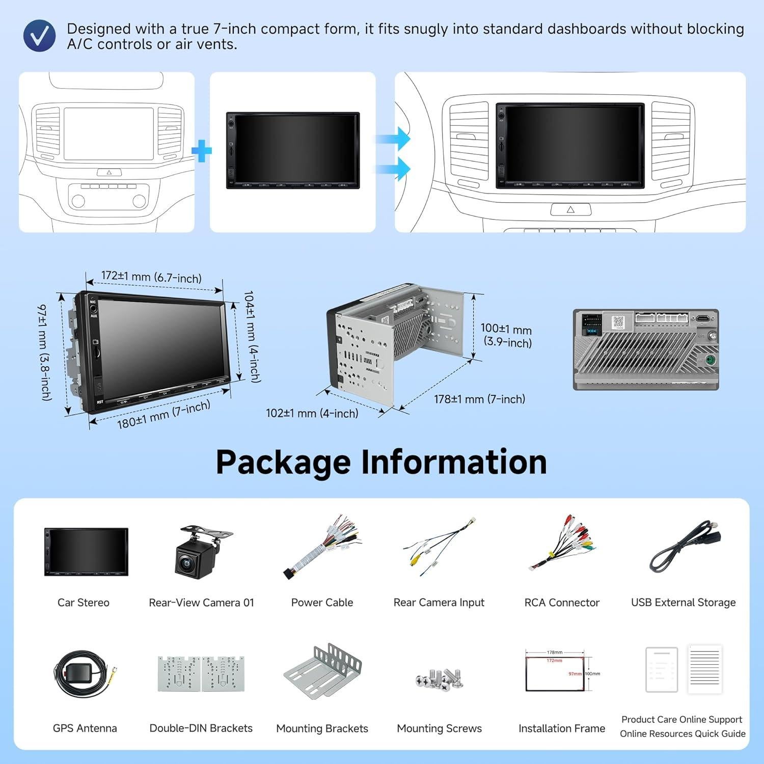 Estéreo de Coche Android A5L 7" con Cámara Reversa y CarPlay